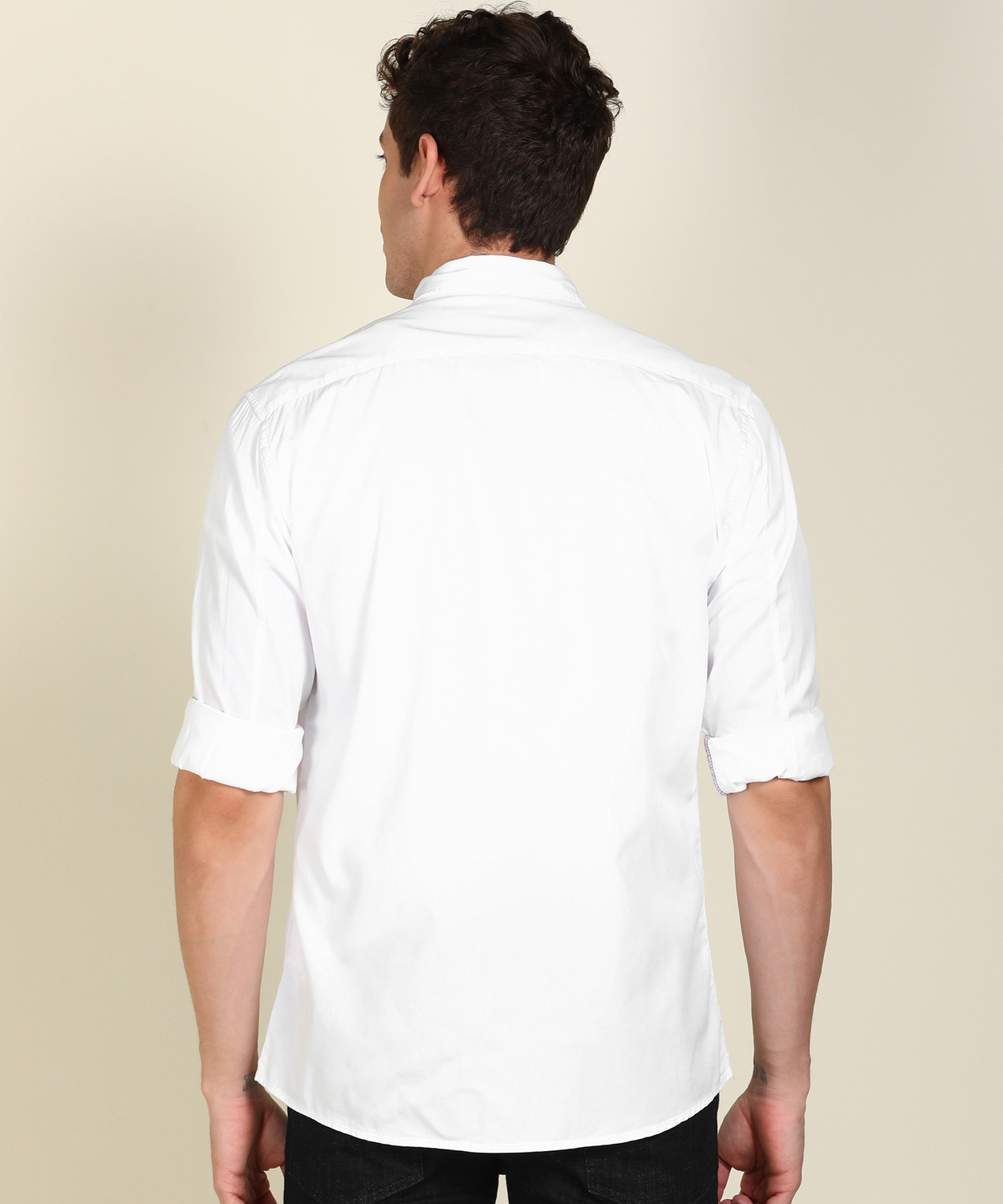 Image of Louis Philippe Jeans Men Solid Casual White Shirt