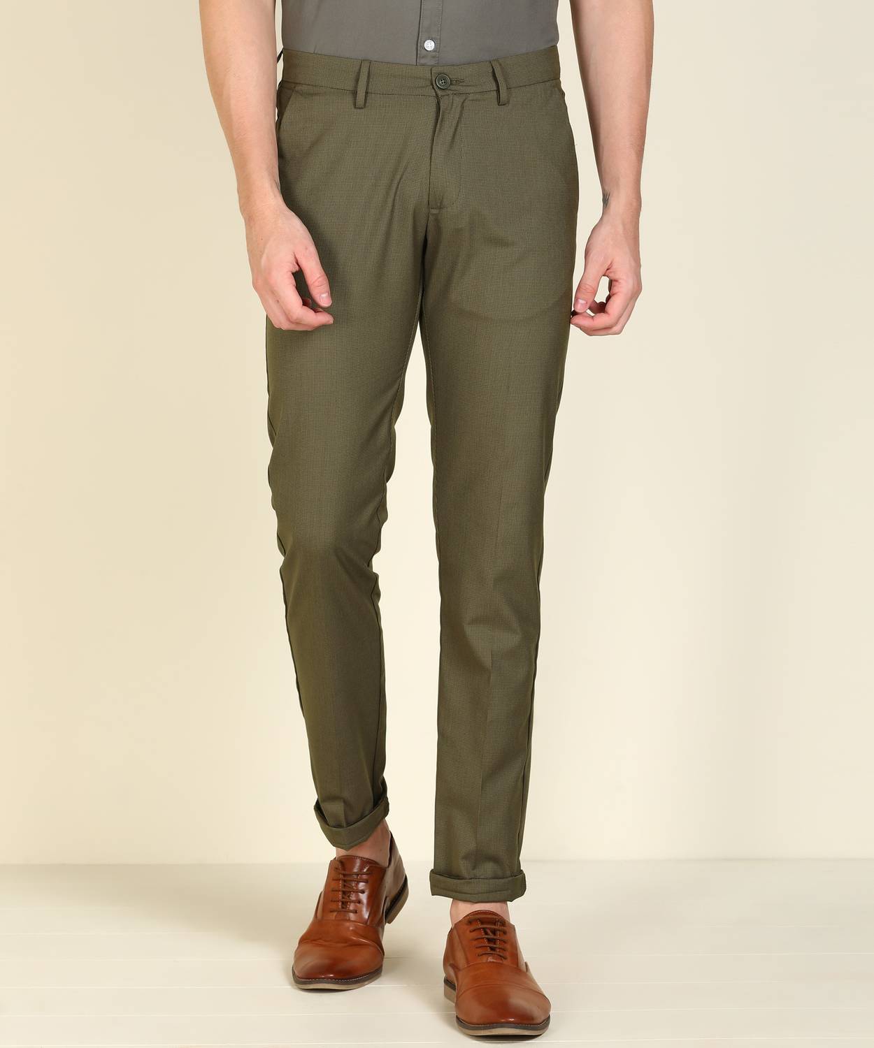 Allen Solly Regular Fit Men Green Trousers