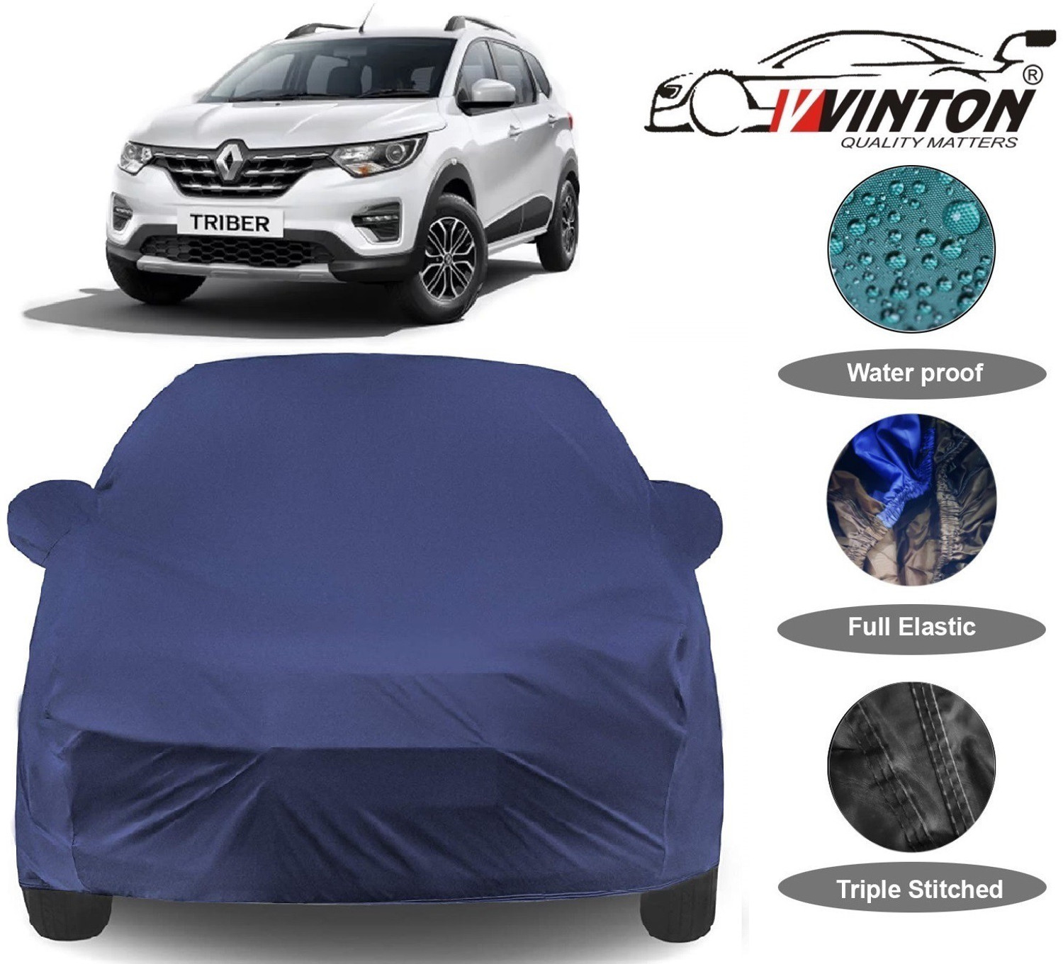 Image of V VINTON Car Cover For Renault Triber (With Mirror Pockets)