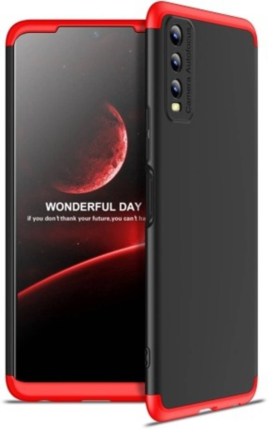 Binzokase Front & Back Case for Vivo Y20T (Red, Dual Protection,