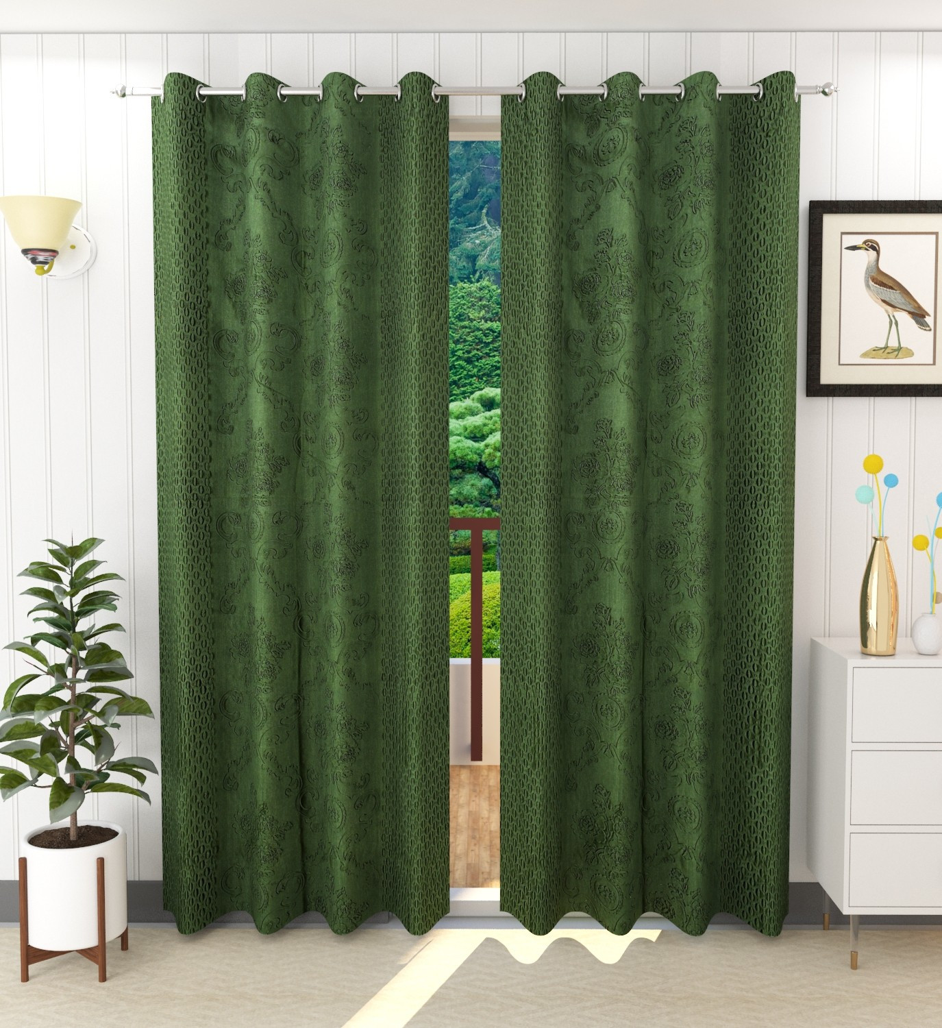 Image of Ville Style 214 cm (7 ft) Door Polyester Semi Transparent Curtain (Pack Of 2)