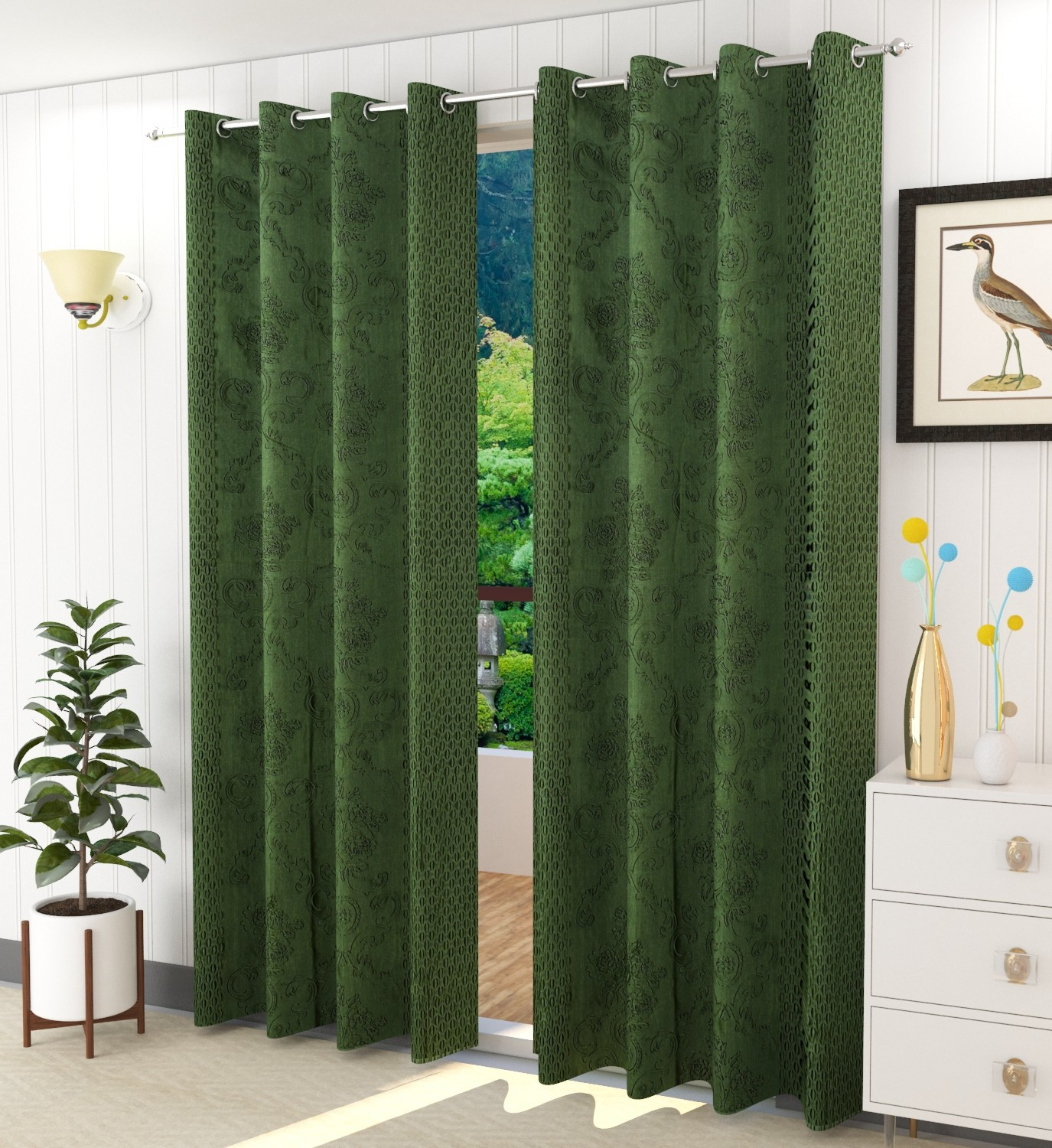 Image of Ville Style 214 cm (7 ft) Door Polyester Semi Transparent Curtain (Pack Of 2)