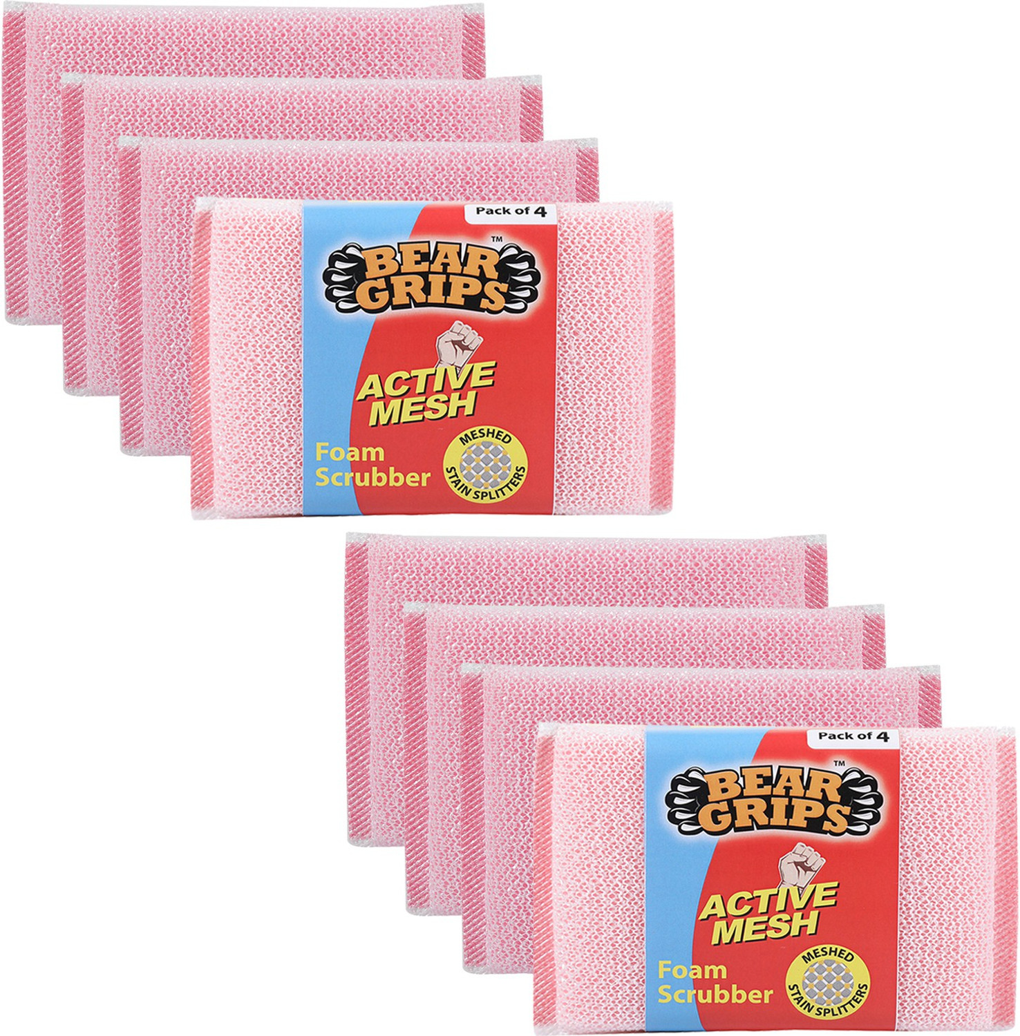 Image of Bear Grips Active mesh scrubber with net for all utensils type dish washing and oily stains cleaning Scrub Sponge
