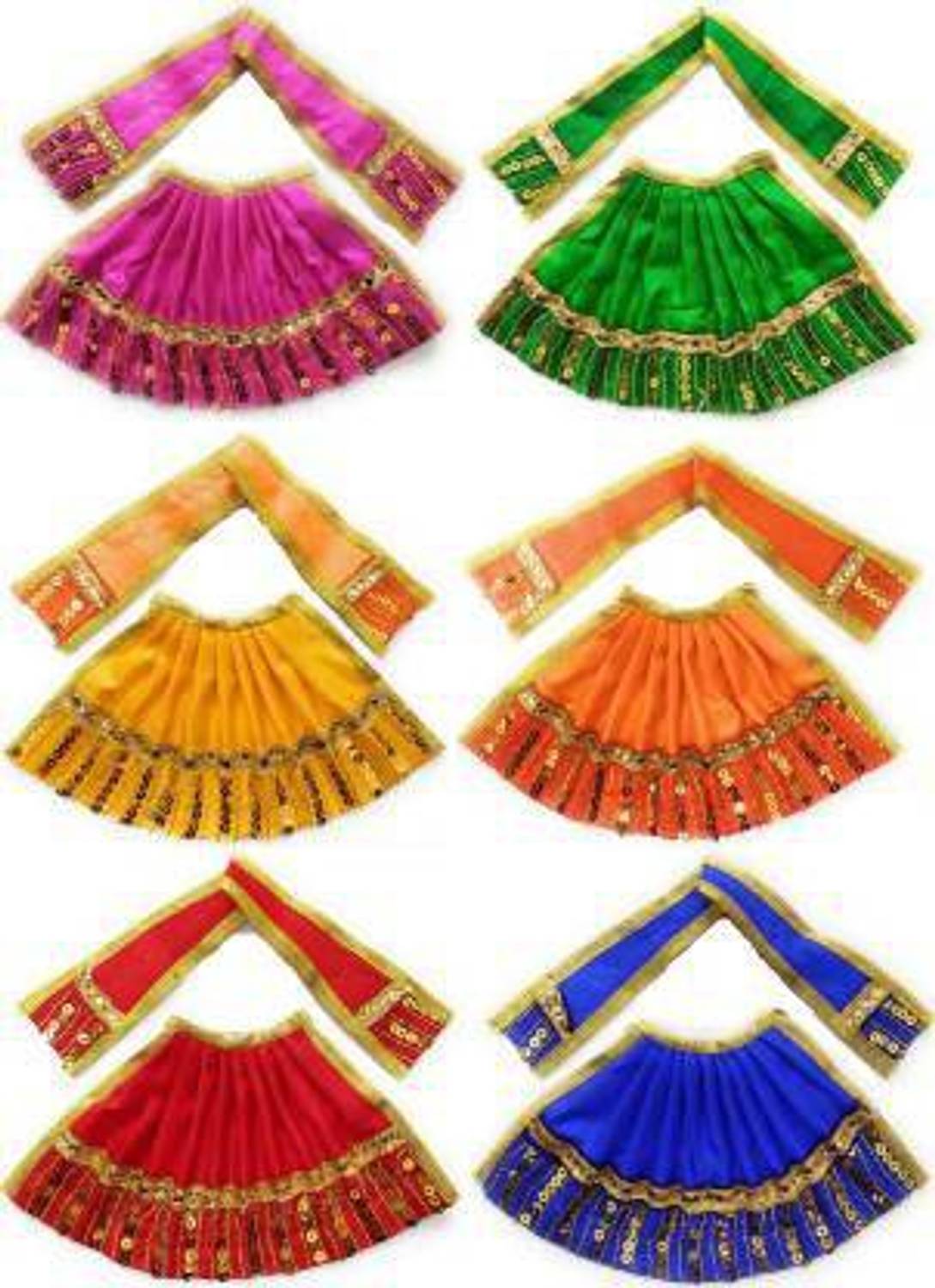 APNAA Agency 6 dresses (size 1) Lengha and Patka, With Length 7cm, Ghera 12cm, For All Mata ji Dress
