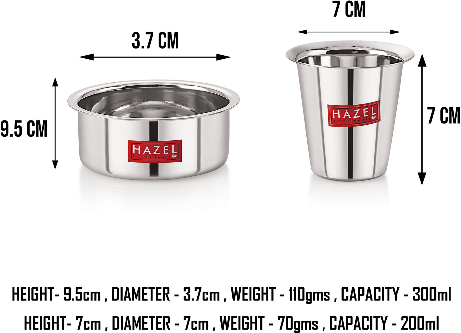 Image of HAZEL Pack of 4 Stainless Steel Stainless Steel Mini Tumbler Milk Tea Coffee South Indian Traditional Serving Dabara Glasses Set of 4, Silver