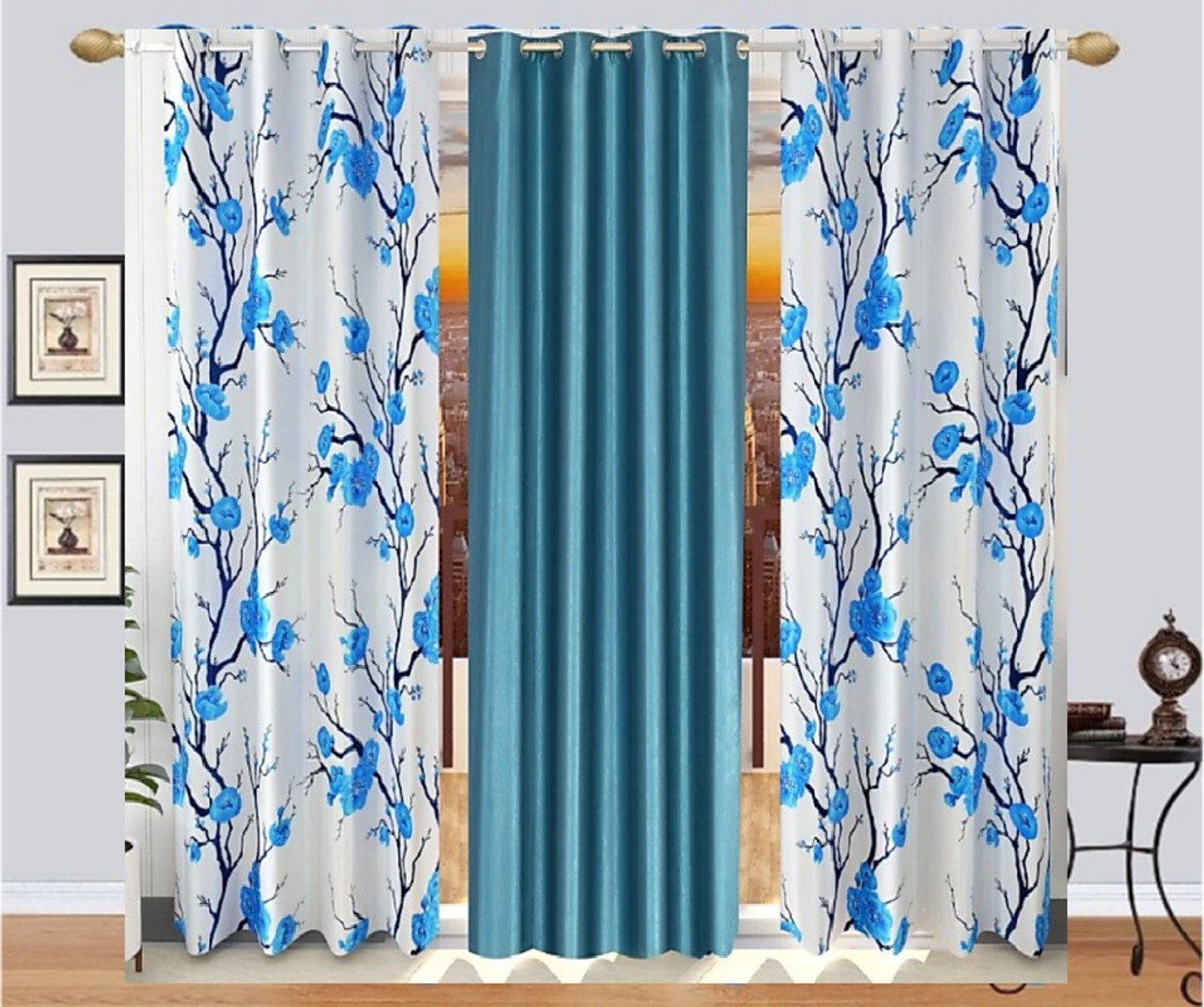 Image of Flipkart SmartBuy 214 cm (7 ft) Door Polyester Semi Transparent Curtain (Pack Of 3)