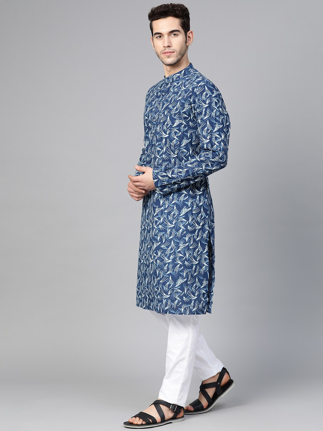Image of See Designs Men Printed Straight Kurta