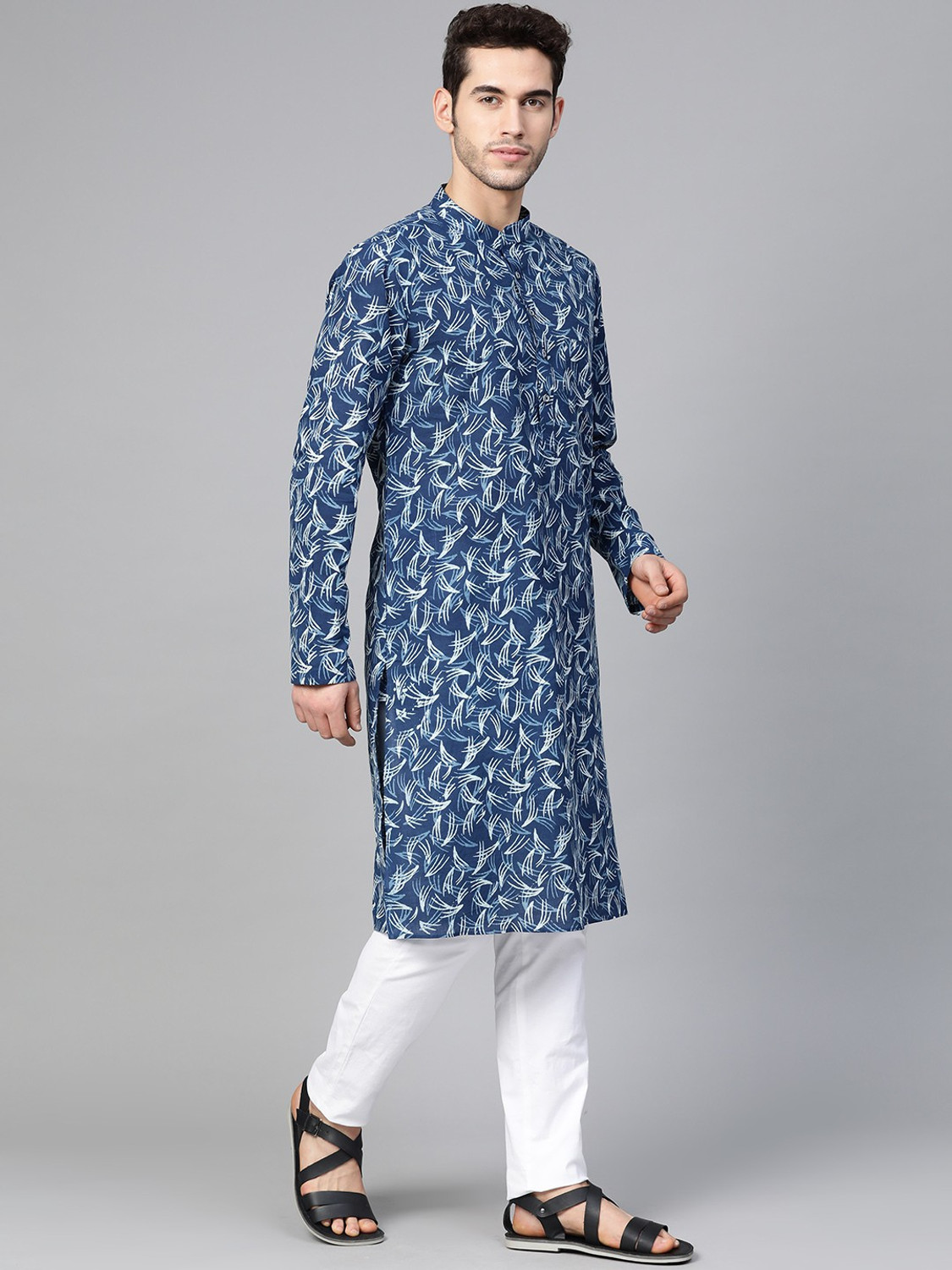 Image of See Designs Men Printed Straight Kurta