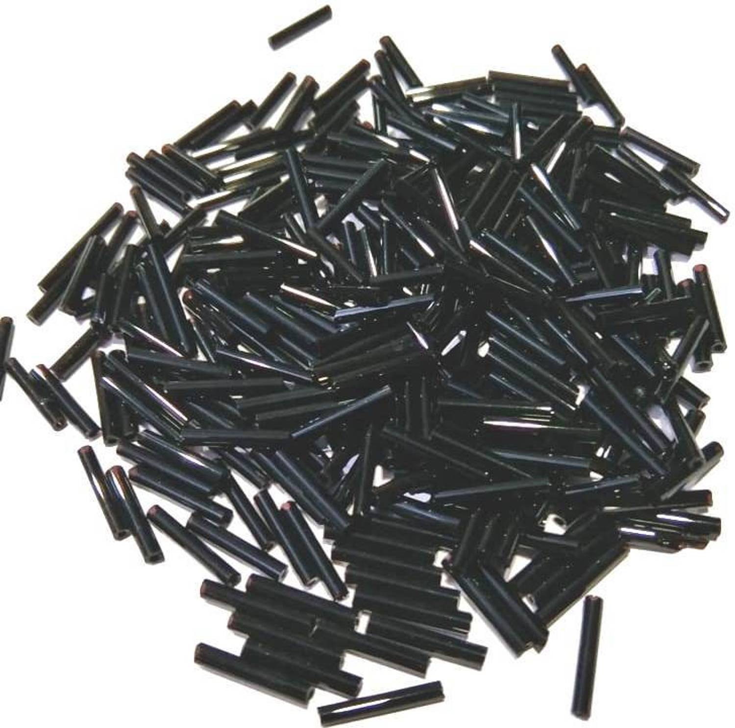 Atifa embroidery material Black half inch/13 mm pipe cut glass beads for embroidery, decoration, craft and jewellery making(100 gm)