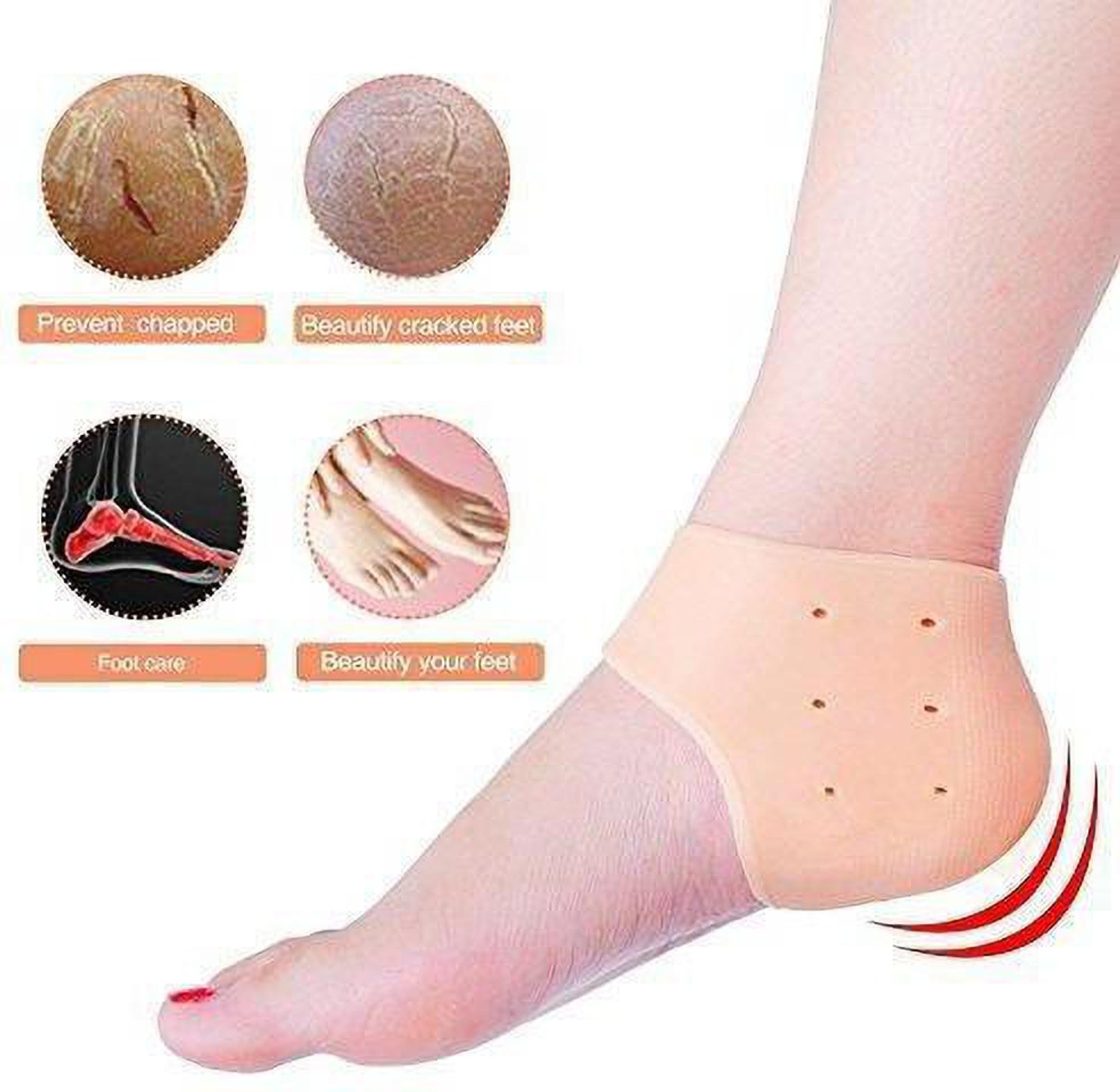 Image of PRAMUKH p0022 Anti Crack Silicon Gel Heel Moisturizing Socks for Foot Care Men Women Heel Support