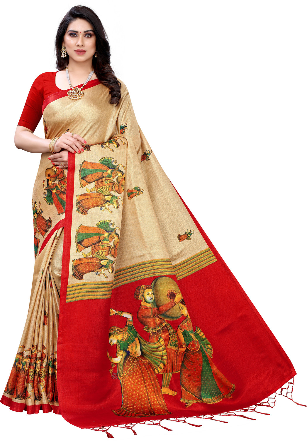 Image of Priyashi Digital Print, Printed, Self Design Mysore Art Silk Saree (Pack of 2, Multicolor)