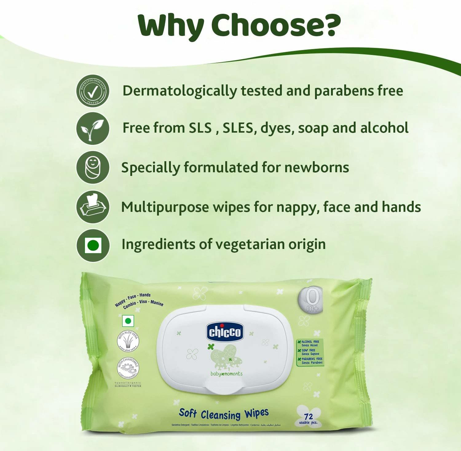Image of Chicco Bipack Soft Cleansing Baby Wipes