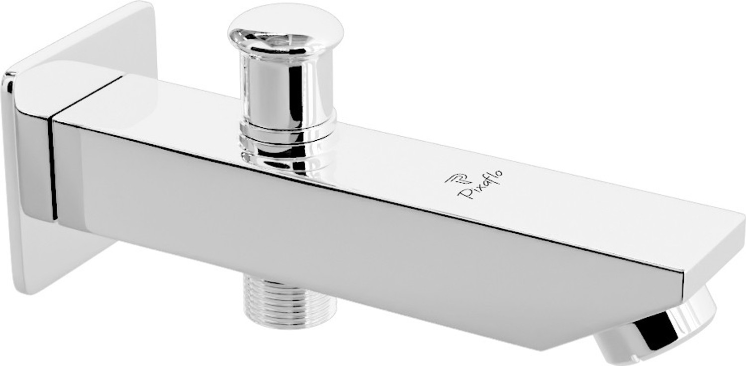 Image of PIXAFLO Crux Brass Bath Tub Diverter Spout with Wall Flange (Chrome) (Tip-Ton) HIGH FLOW Spout Faucet