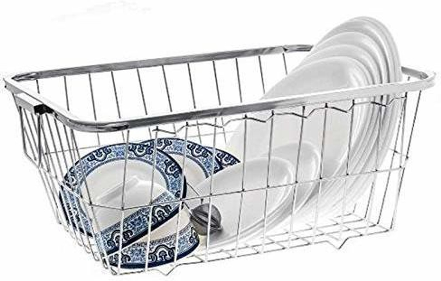 Image of BOBDA ENTERPRISE Dish Drainer Kitchen Rack Steel Stainless Steel Dish Drainer Kitchen Storage Rack,Kitchen Organizer Utensil Basket -Rectangle - Big. Plate Stand