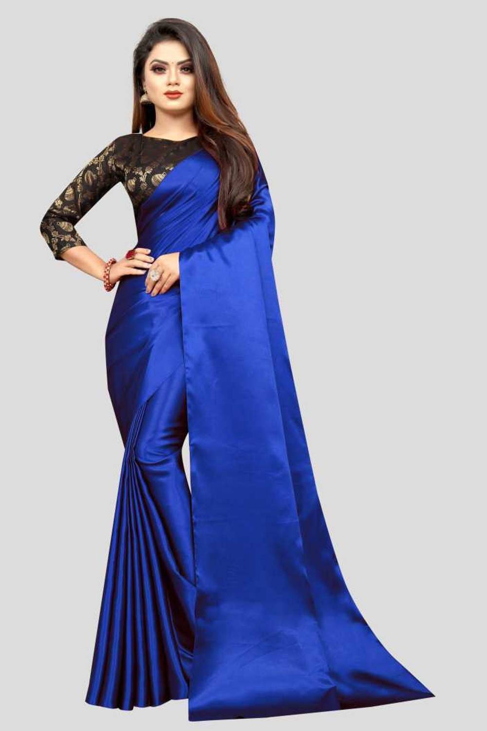 Amiga fashion Solid/Plain Bollywood Satin Saree