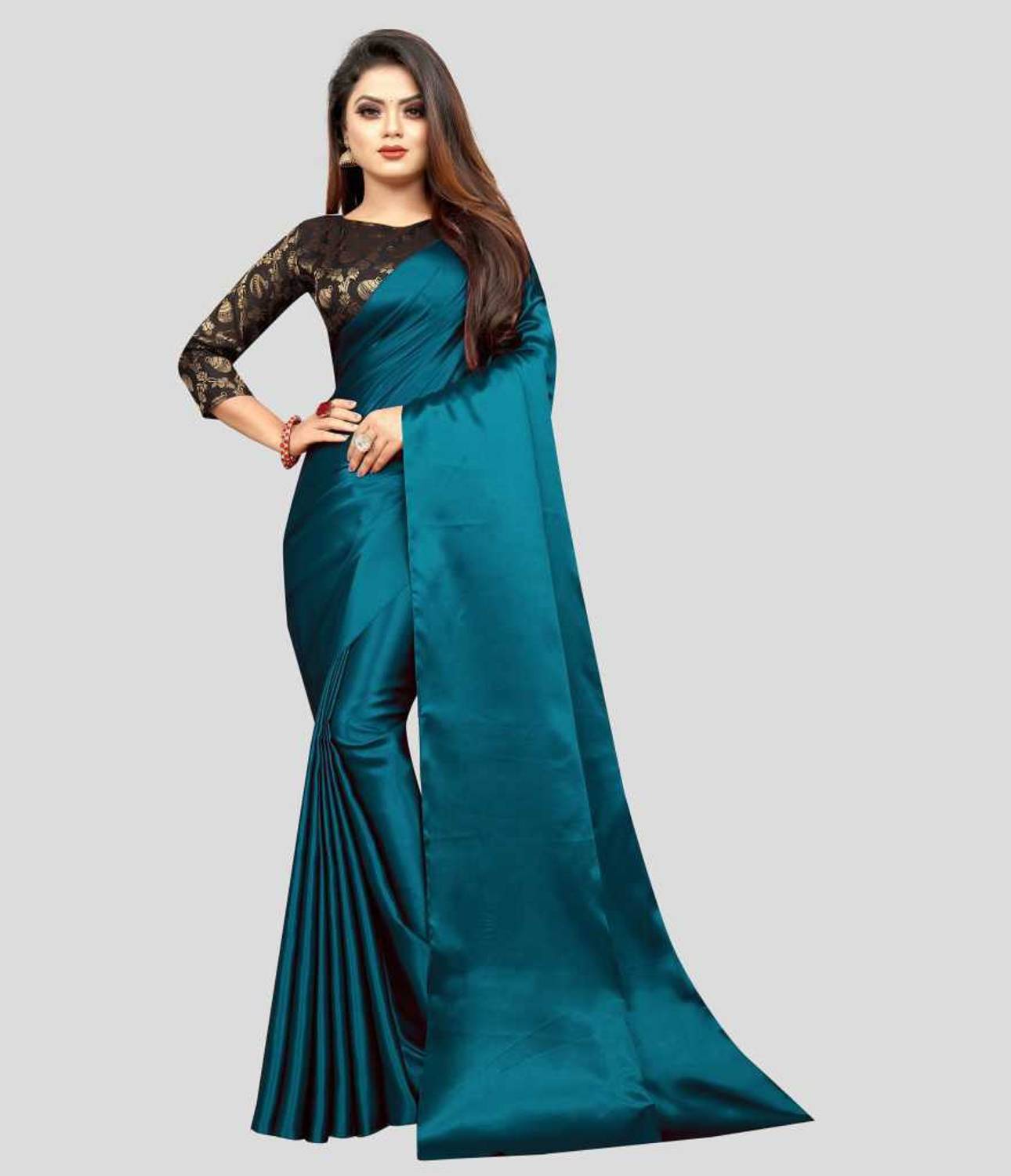 Amiga fashion Solid/Plain Bollywood Satin Saree