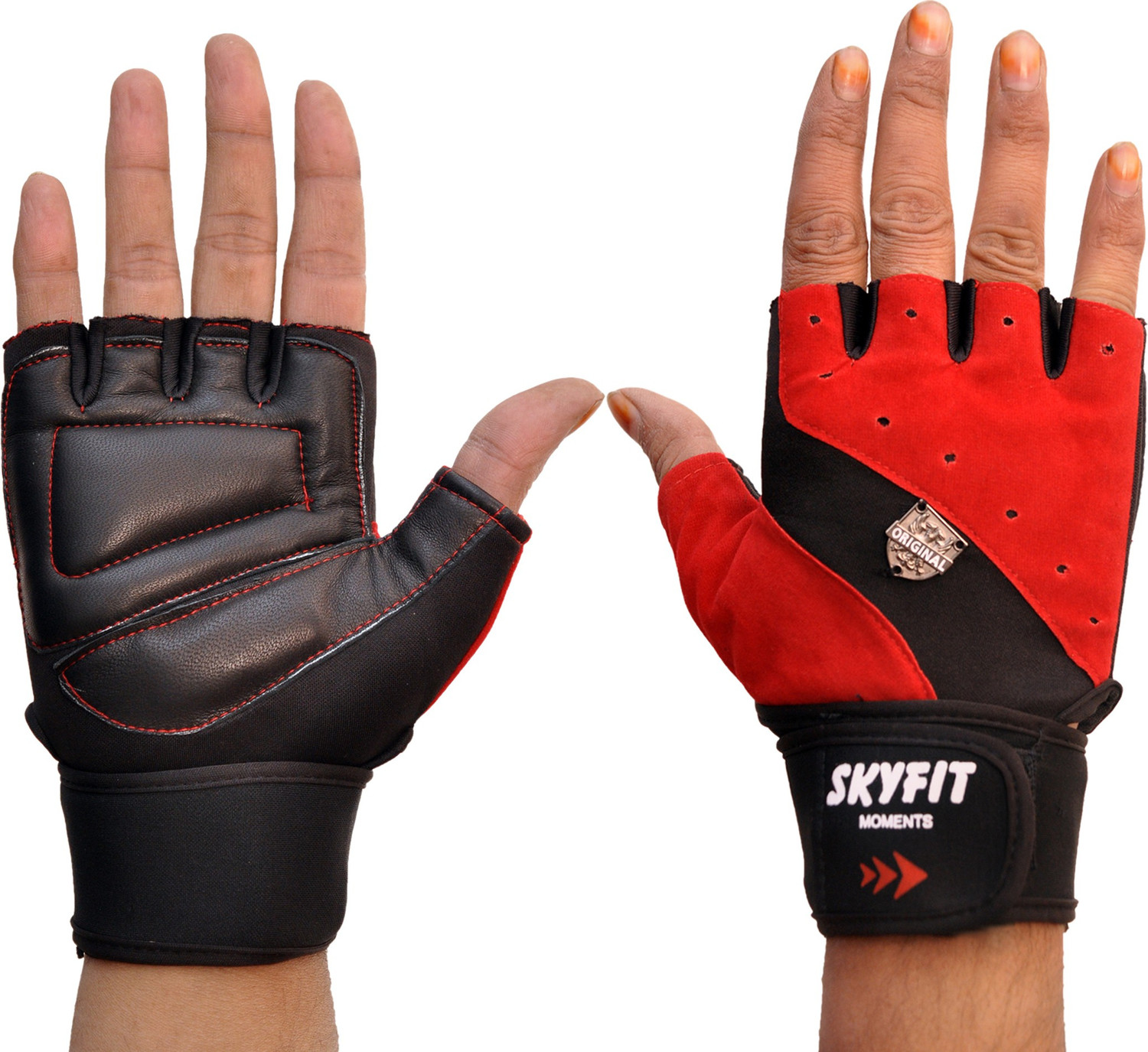 Image of SKYFIT Super Dryfit Leather Padded Gym Sports Riding Gloves for Men and Women Gym & Fitness Gloves