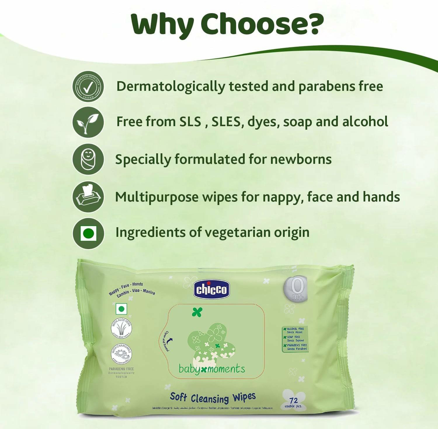 Image of Chicco Baby Wipes Sticker 72 Pcs In