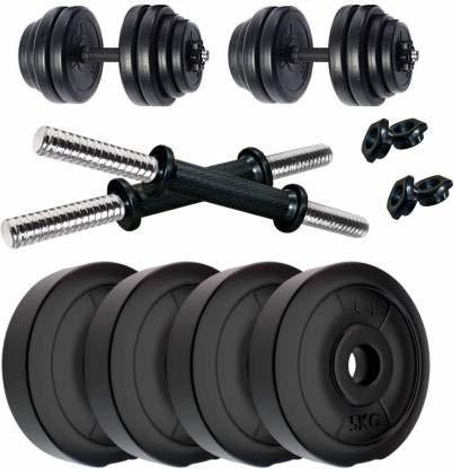 Image of SBR Sports DUMBBELL 4PIECE PLATE WITH 2 PIECE ADJUSTABLE DUMBBELL RODS Adjustable Dumbbell