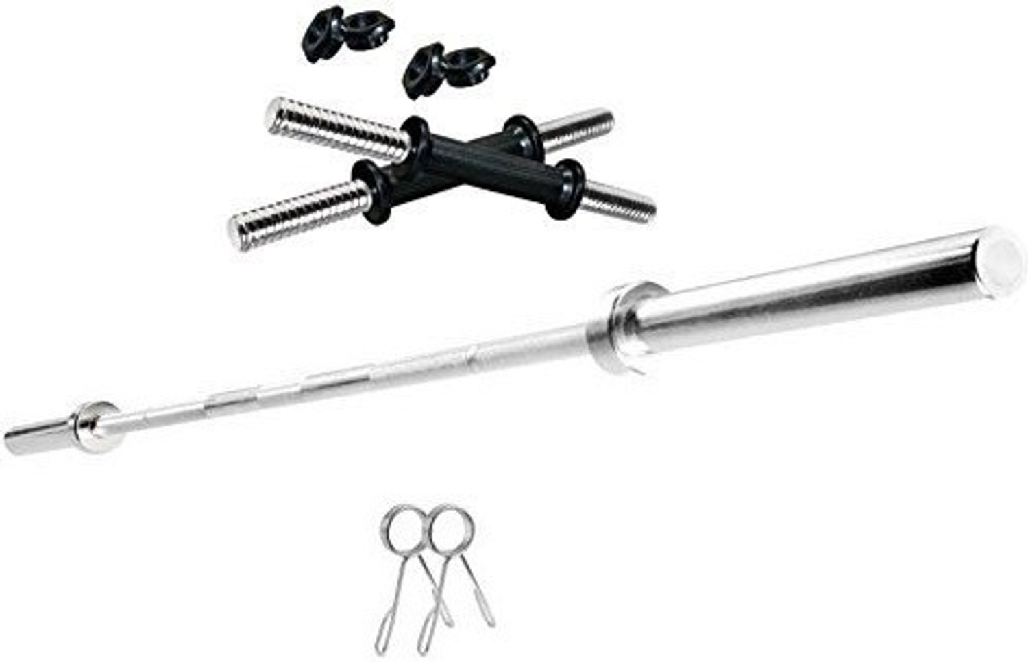 Image of STARX 40 kg Rubber weight Plates with 5ft Straight Rod and Accessories Home Gym Combo
