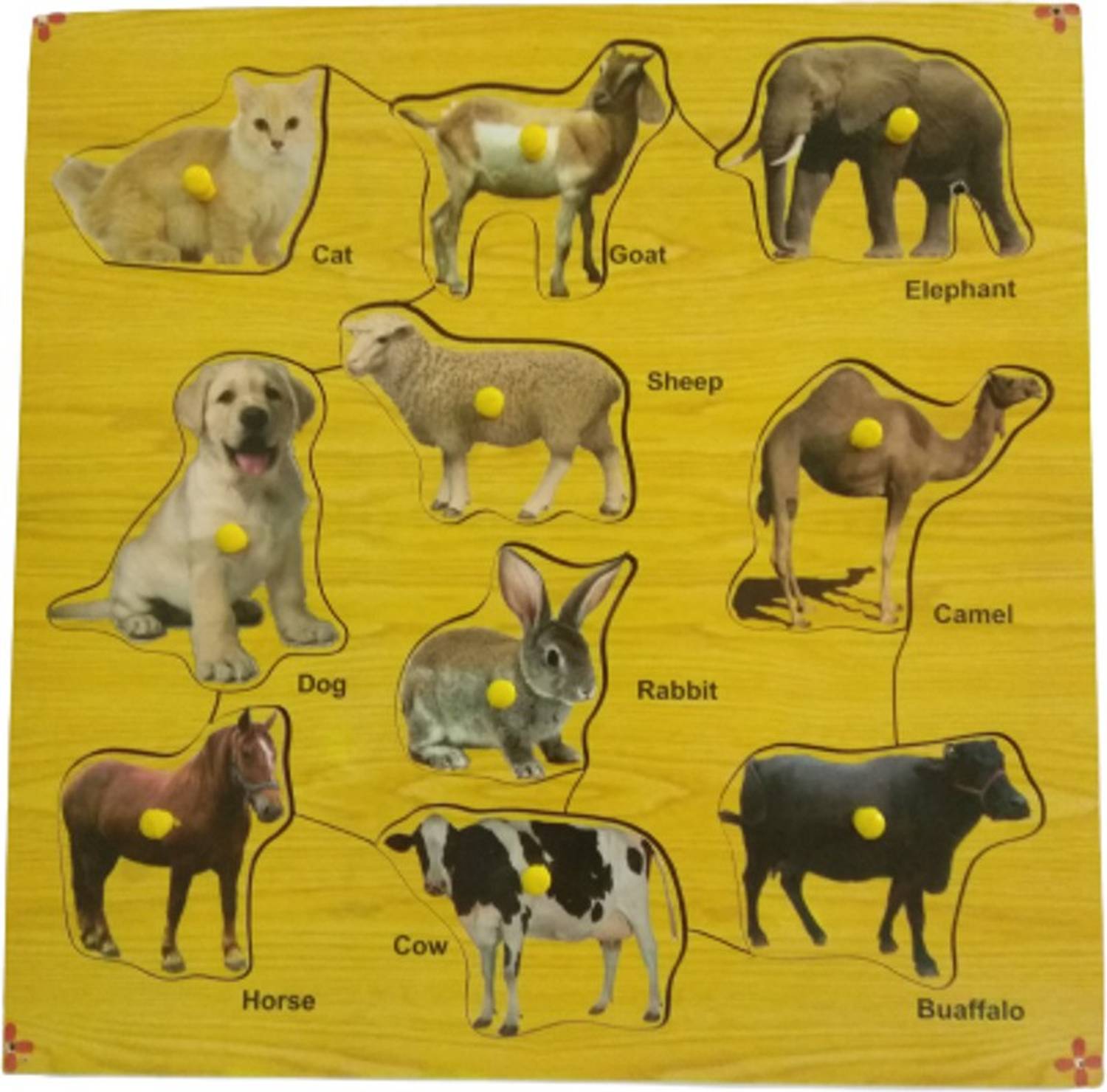 Ashmi Wooden Domestic Animals Puzzle With Knobs Colorful Educational Tray Puzzle for kids Toddlers Age 2 And Above