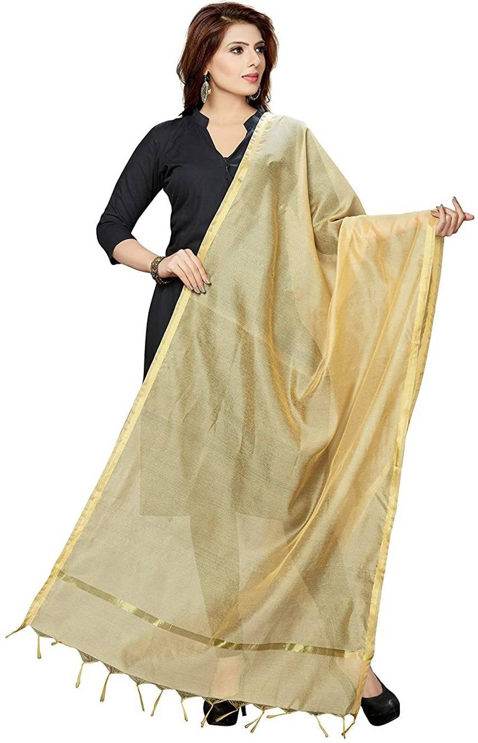 Khadija's Art Silk Solid Women Dupatta