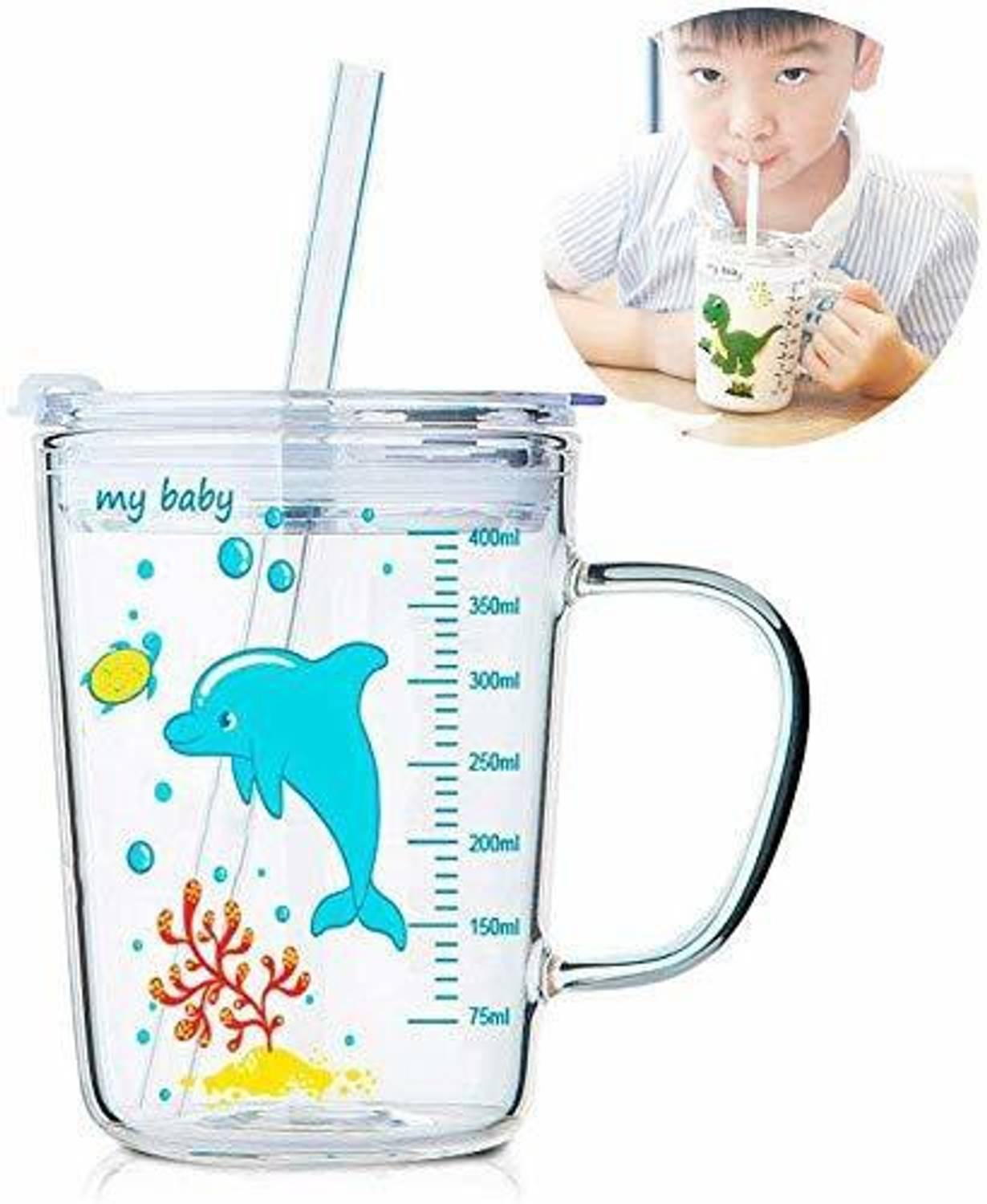 AJAGIYA MART Glass Cup Transparent Coffee with Lid & Straw and with Handel-1PCS-400ML Glass Mason Jar