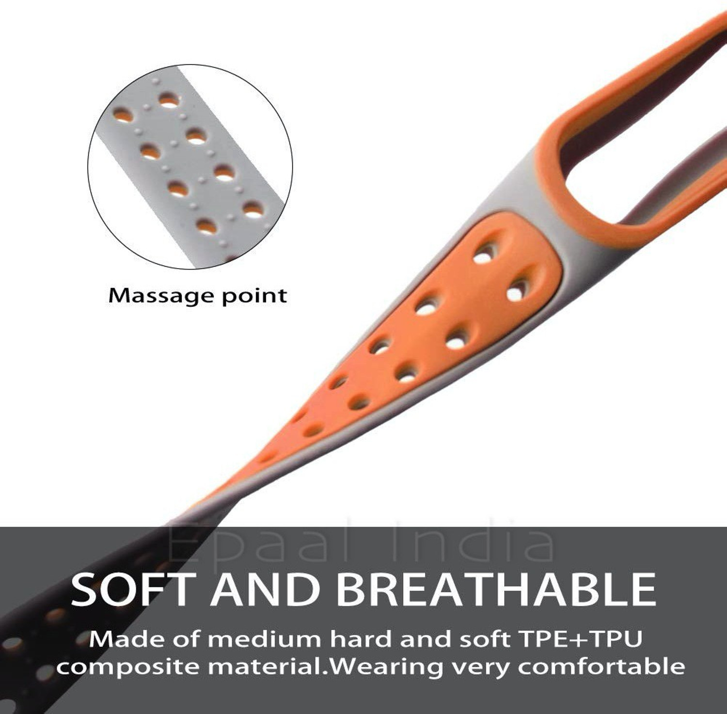 Image of Epaal Super Soft Strap with Metal Buckle for Mi Band 5 / Mi Band 6 (Orange-Grey) Smart Watch Strap