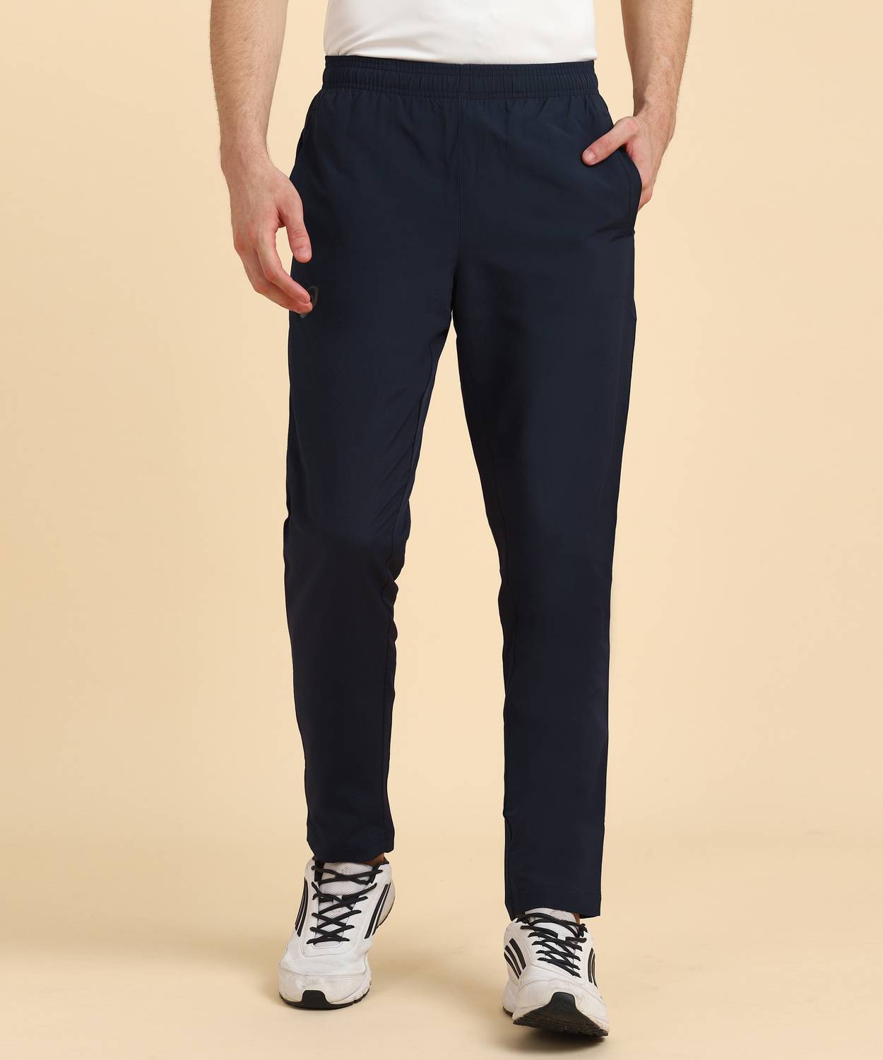 Asics Solid Men Dark Blue Track Pants