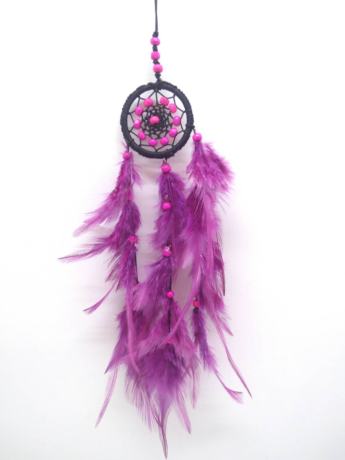 budsnbeau Buy Best Beautiful Small Dream Catcher for Home, office and car Decoration (Burgundy) Nylon, Aluminium, Wood, Feather Dream Catcher