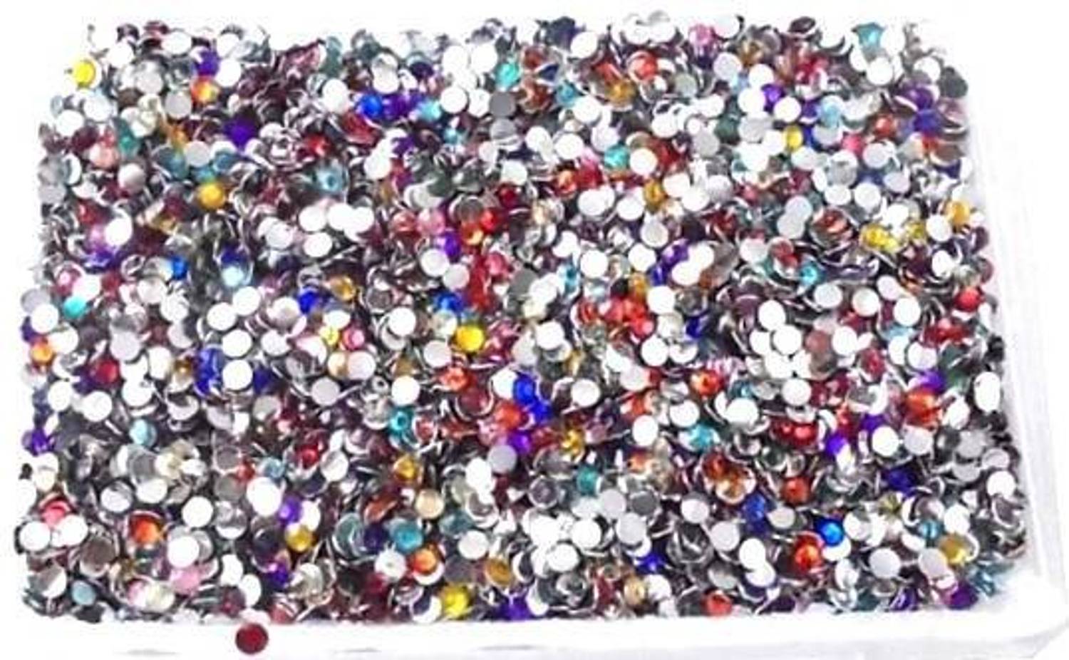 Atifa embroidery material 4mm multicolour resin stone/chandla, kundan stone for embroidery, craft and jewellery making(2000 pieces )