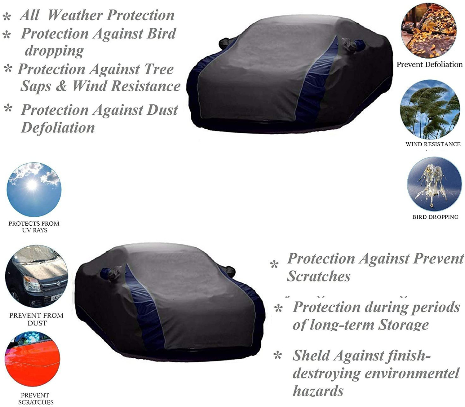 Image of AutoFave Car Cover For Maruti Suzuki Alto 800 (With Mirror Pockets)