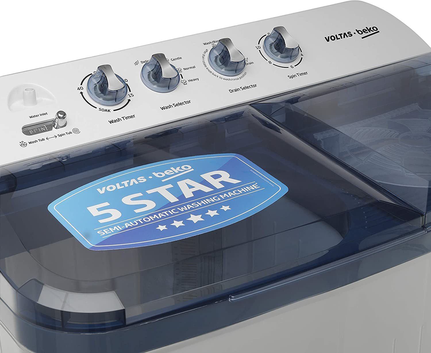 Image of Voltas Beko by A Tata Product 8 kg Semi Automatic Top Load Washing Machine White