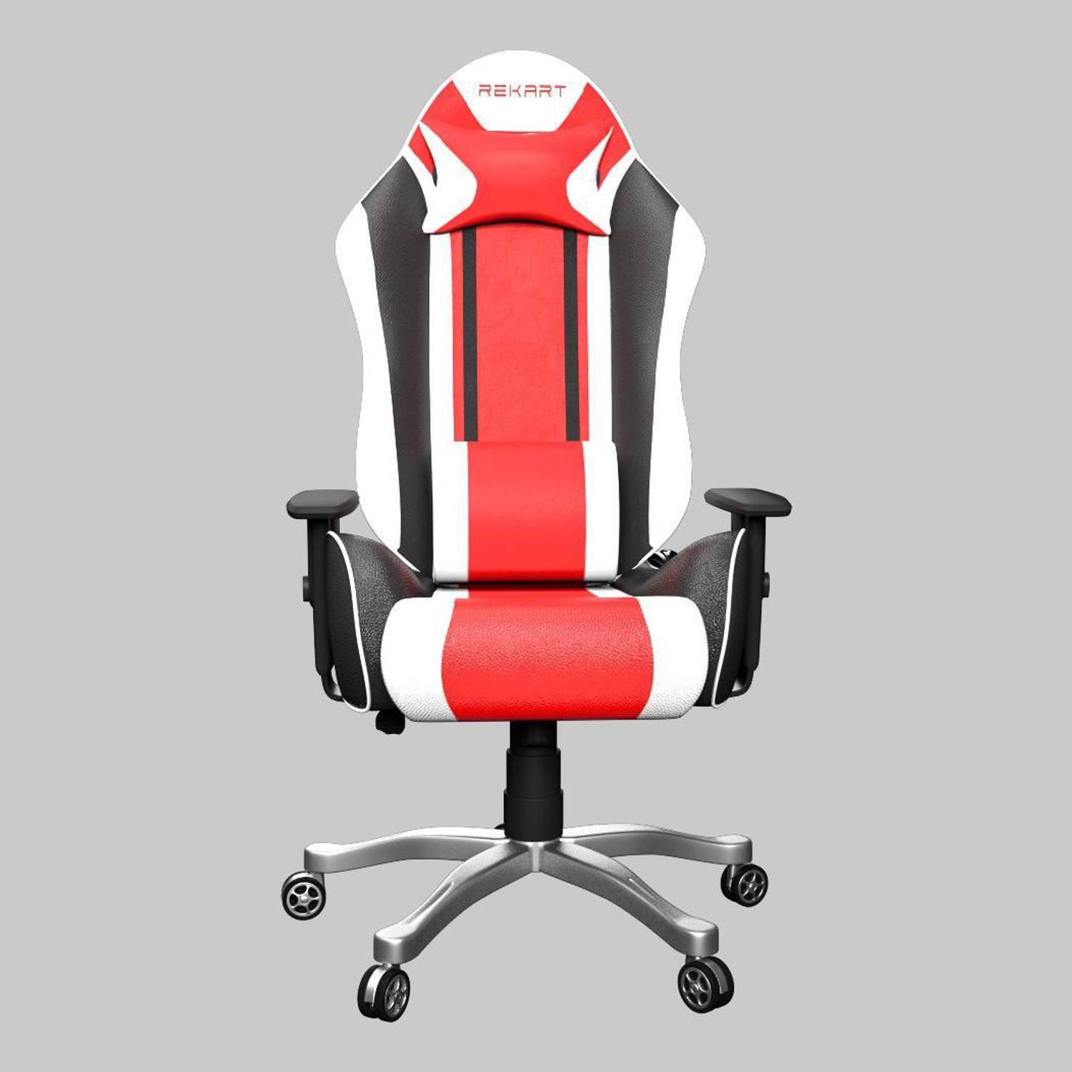 REKART RGC-02 PU + PVC Black Frame, 350mm Metal Base, with Lumbar Support, Angle 90-175 Degree Office and Gaming Chair Gaming Chair