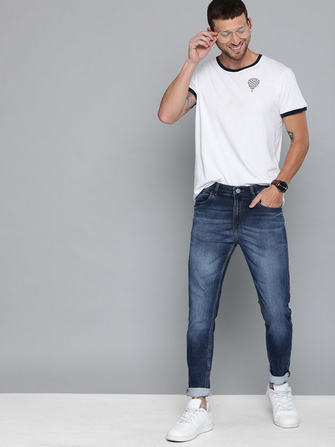 Image of Mast & Harbour Skinny Men Dark Blue Jeans