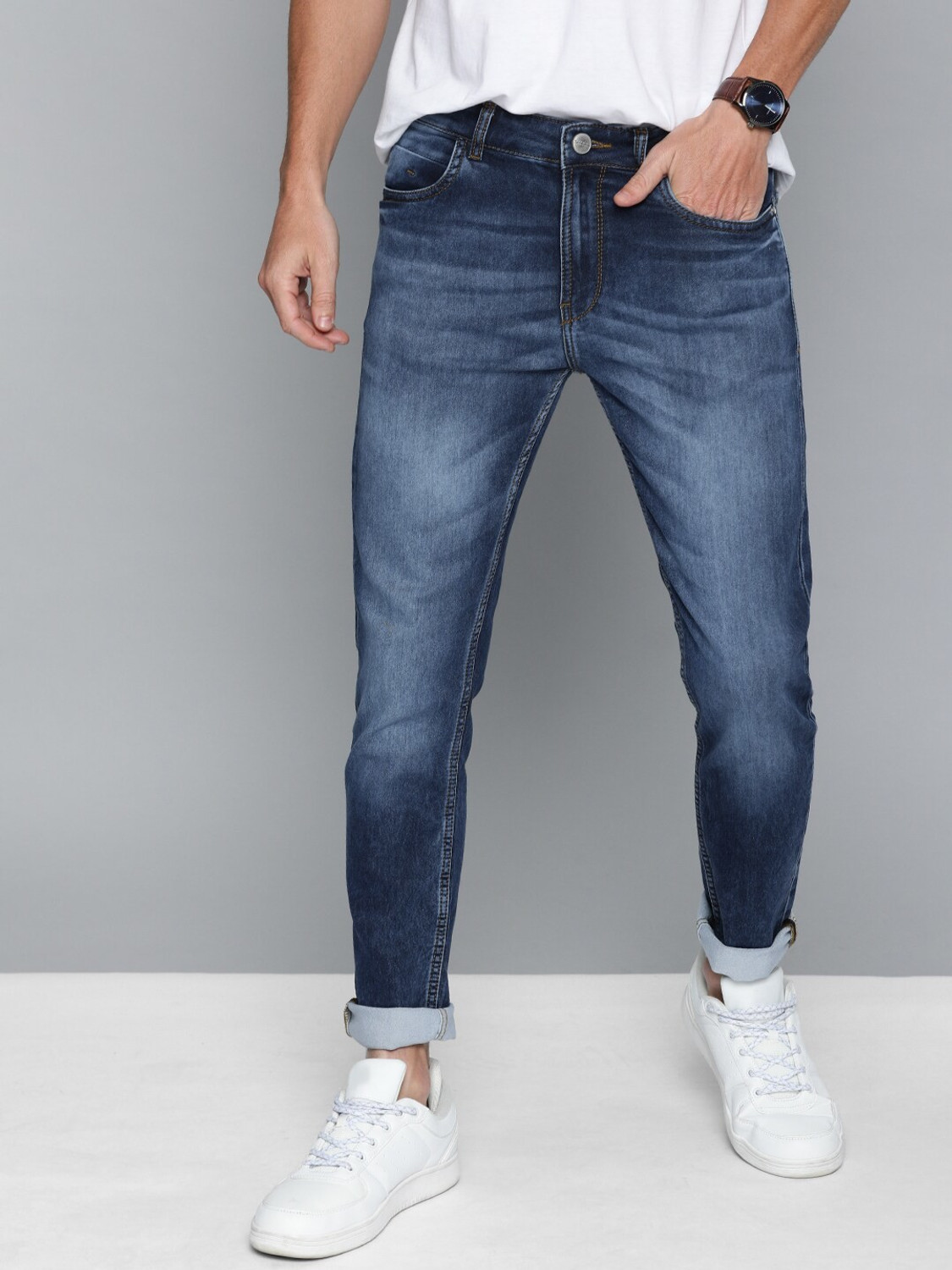 Image of Mast & Harbour Skinny Men Dark Blue Jeans