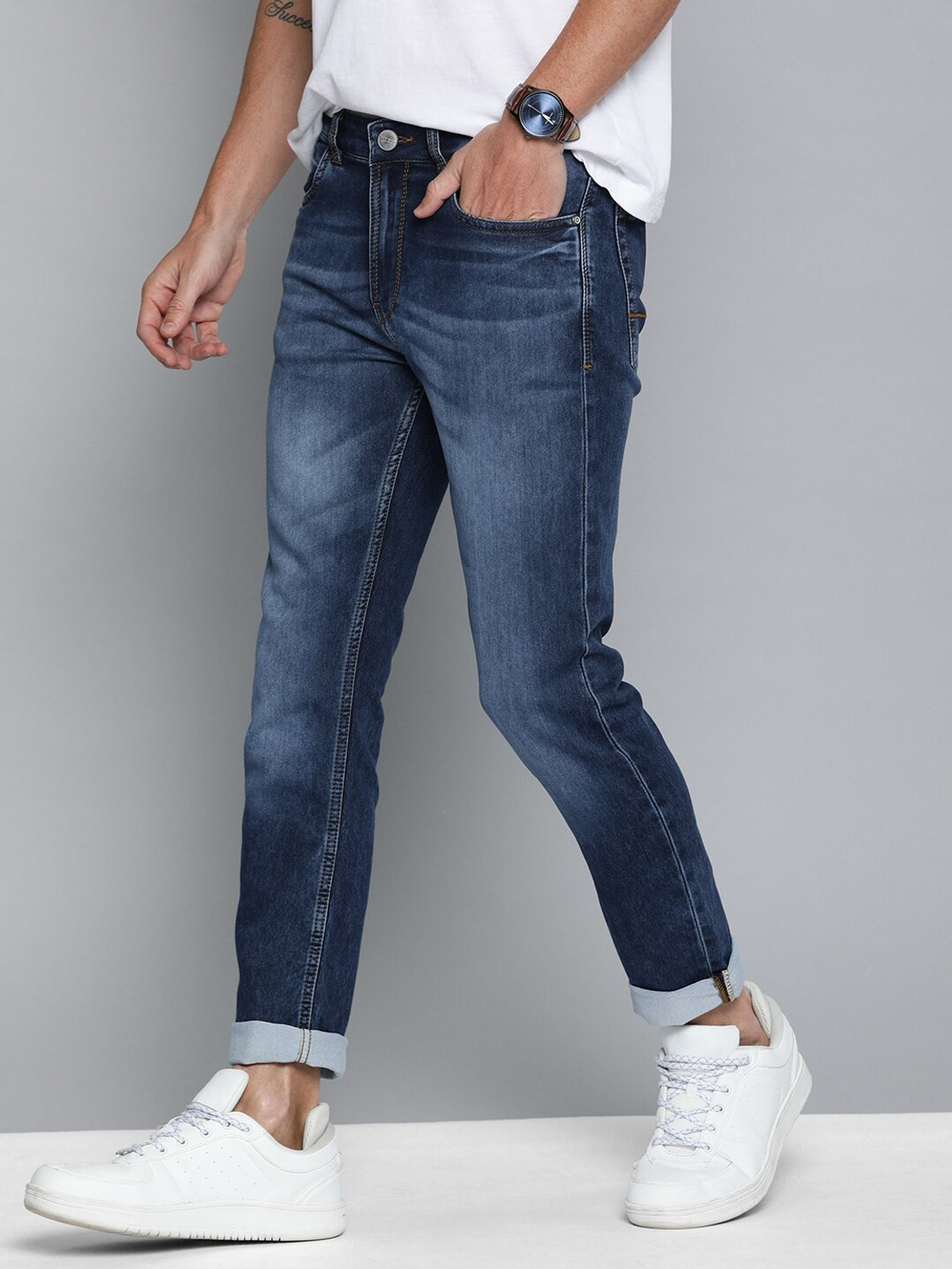 Image of Mast & Harbour Skinny Men Dark Blue Jeans