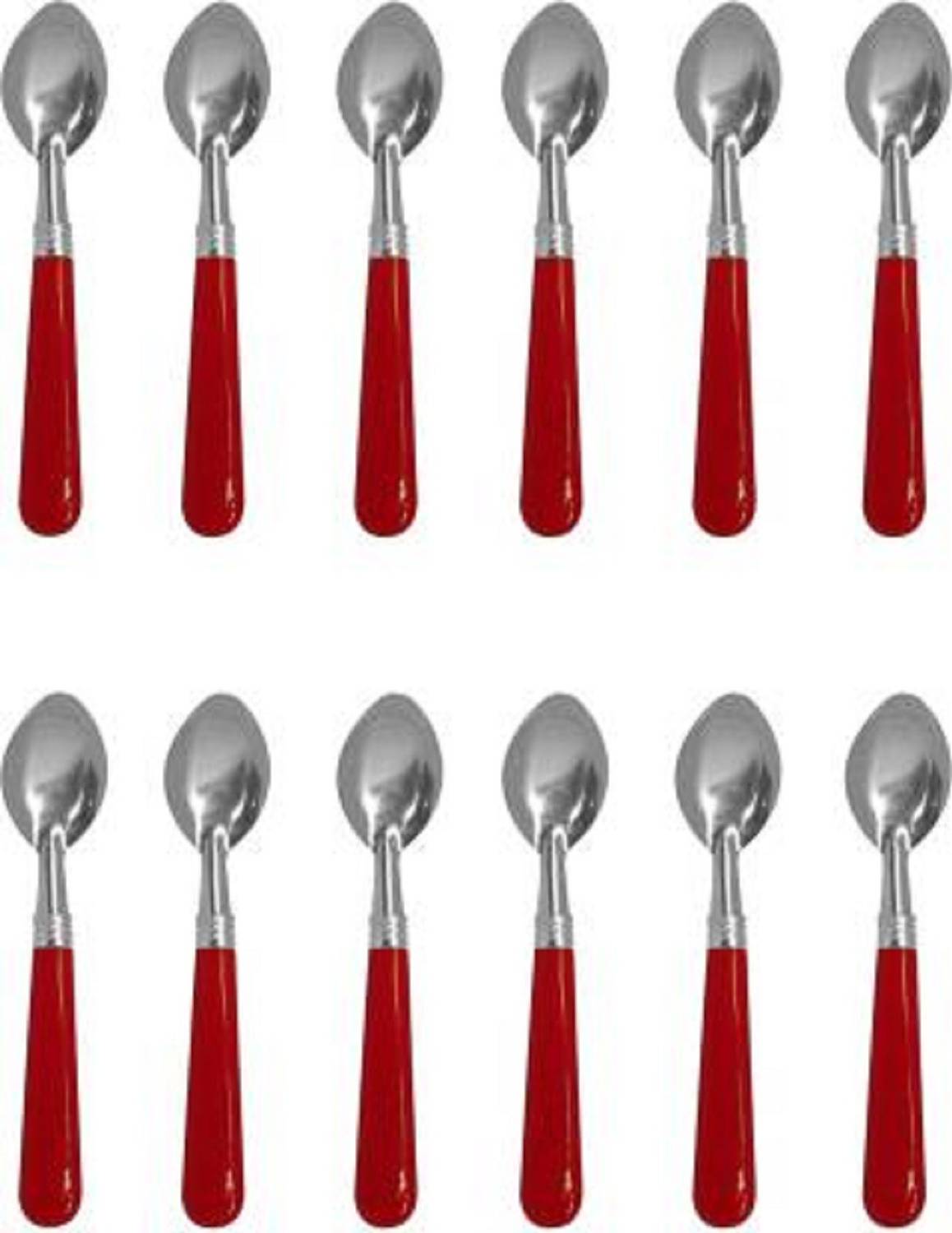 AGS MART Stainless Steel WITH CRYSTAL Table Spoon Set (Pack of 12) Stainless Steel Ice-cream Spoon Set