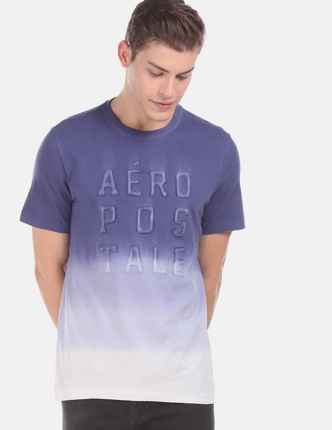 AEROPOSTALE Embroidered Men Round Neck Blue T-Shirt