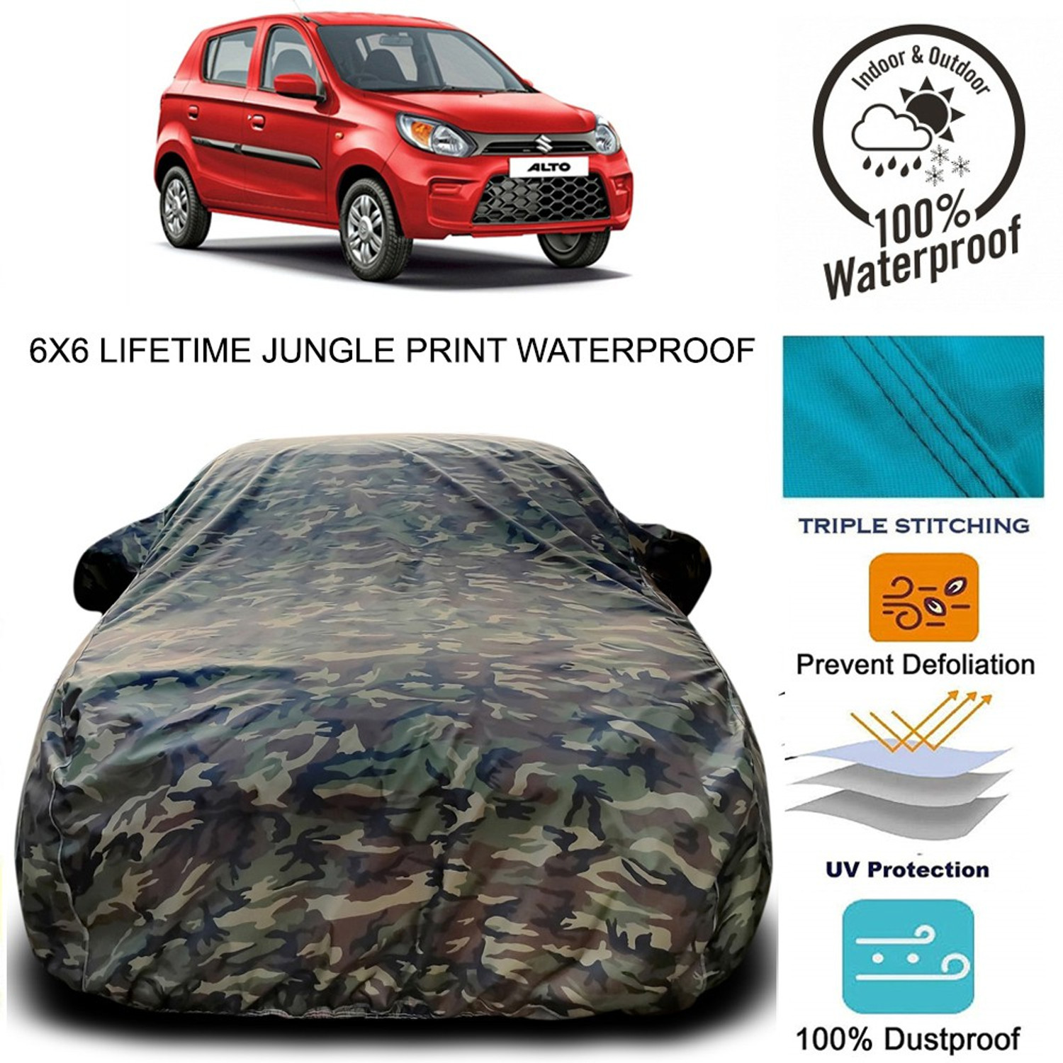 Image of HAAMAR Car Cover For Maruti Suzuki Alto (With Mirror Pockets)