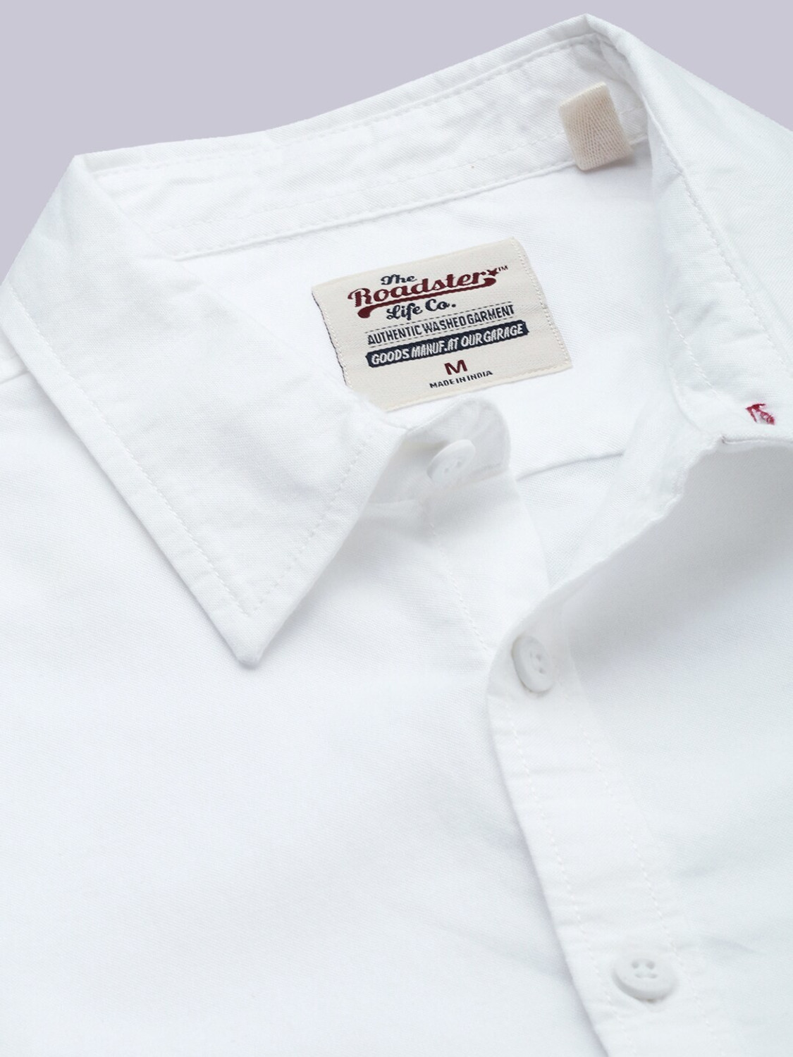 Image of Roadster Men Solid Casual White Shirt