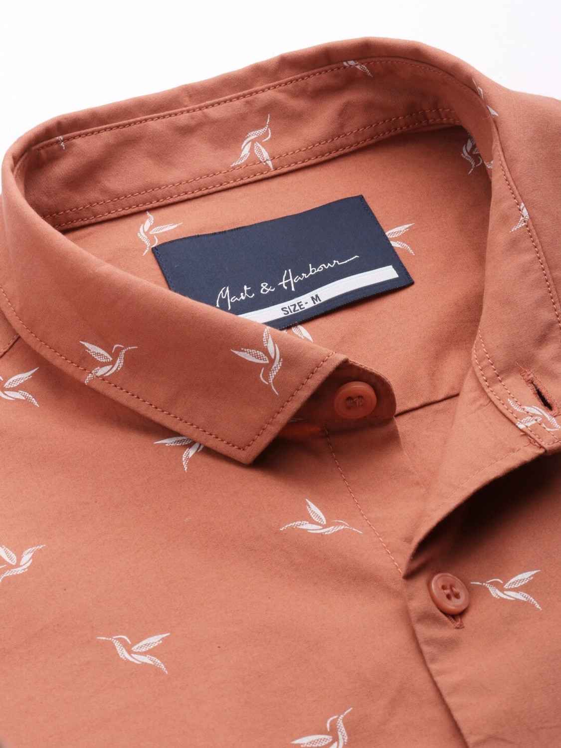 Image of Mast & Harbour Men Printed Casual Brown Shirt