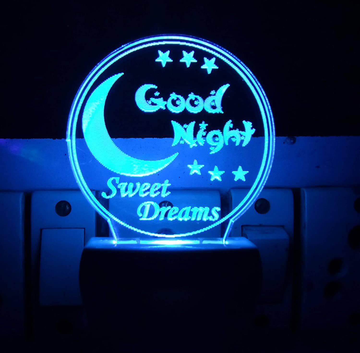 ALTROSS 3D Latest Acrylic GOOD NIGHT R Night Lamp with 7 Colour Changing | 3D Decorative Illusion LED Plug Night Lamp for Bedroom | Gift | Office | Living room Night Lamp