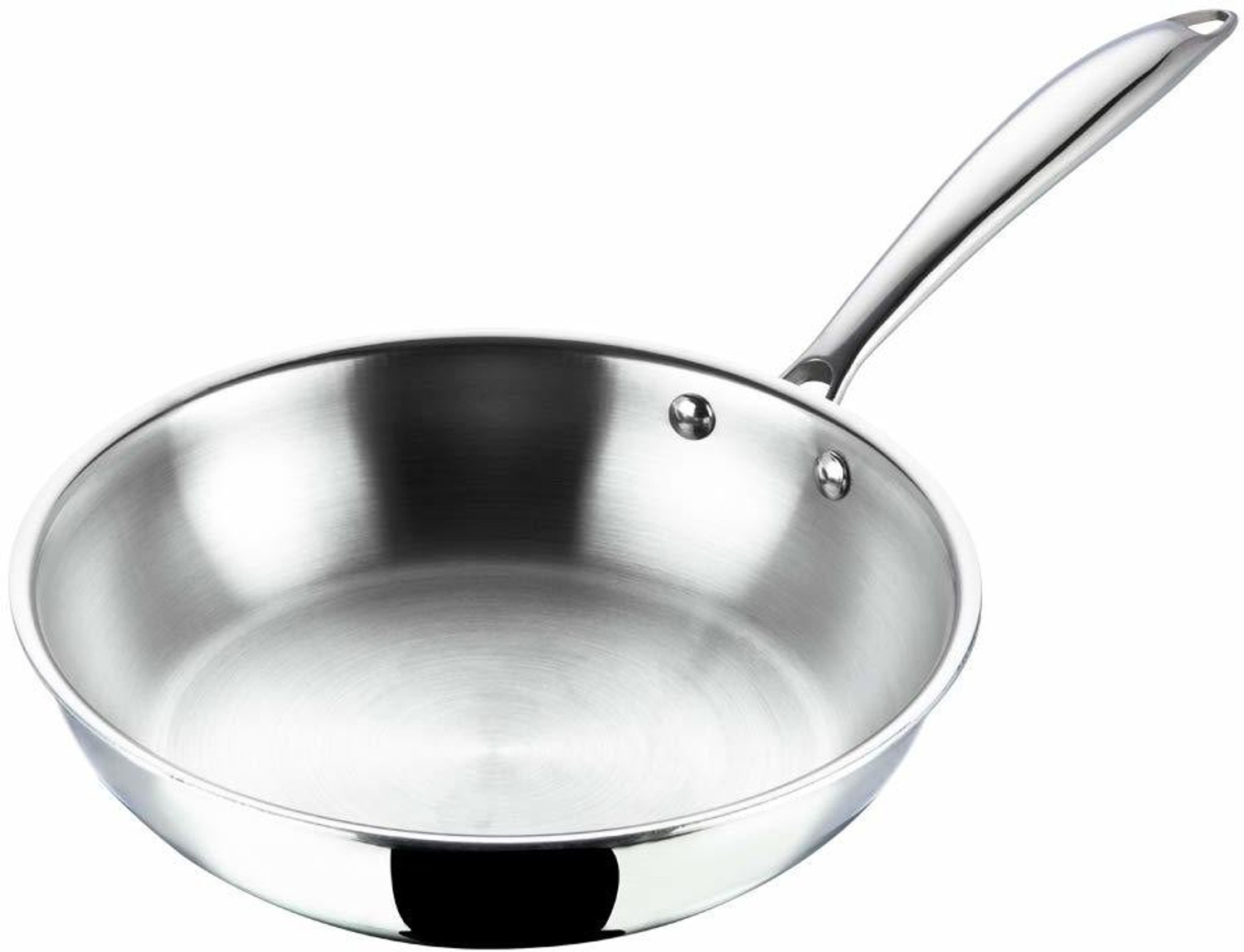 Image of VINOD Platinum Triply Stainless Steel Frypan 20 cm Diameter with Riveted Sturdy Handle Fry Pan 20 cm diameter 2.5 L capacity