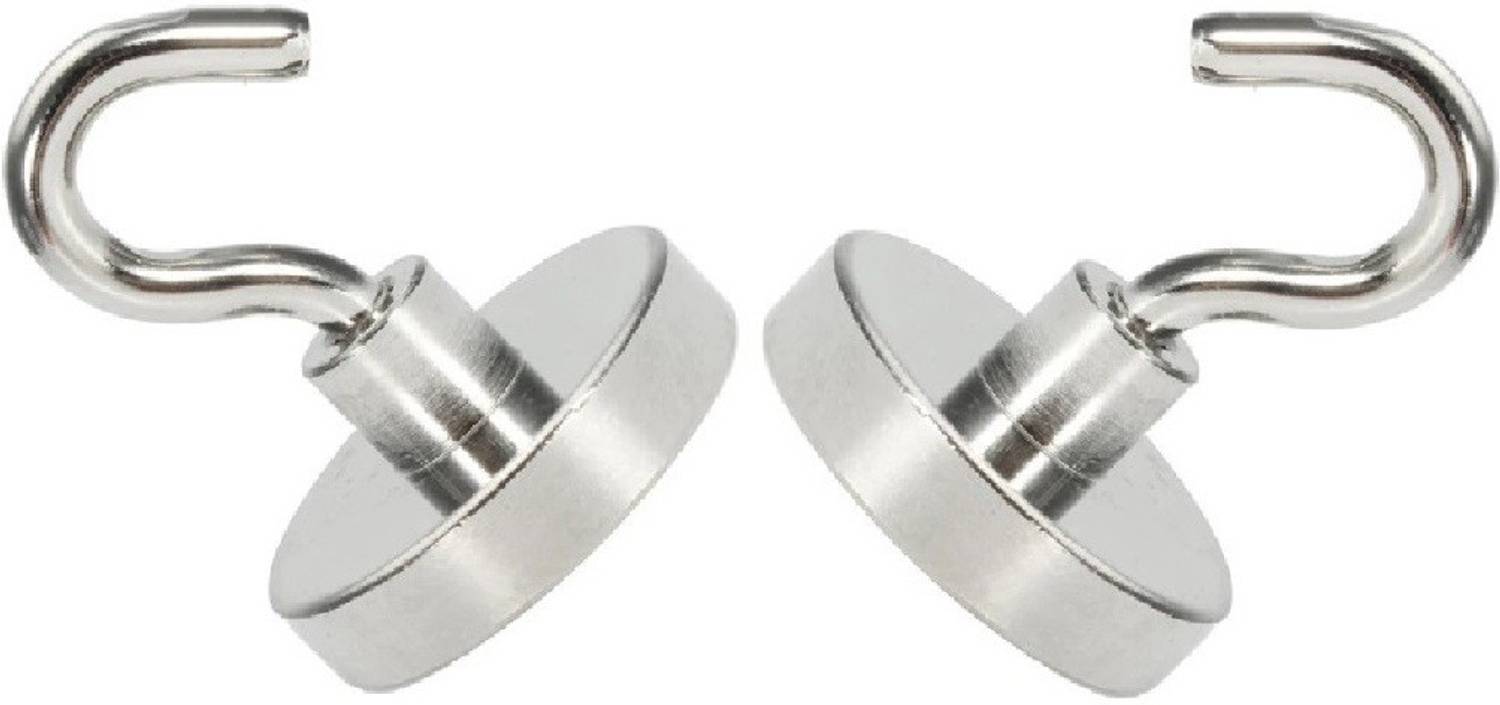 ART IFACT Pack of 2 Neodymium Magnetic Hooks - Size 25mm Used for Multi-Purpose Hanging - Lift upto 25 Lbs Fridge Magnet, Multipurpose Office Magnets, Magnetic Paper Holder Pack of 2