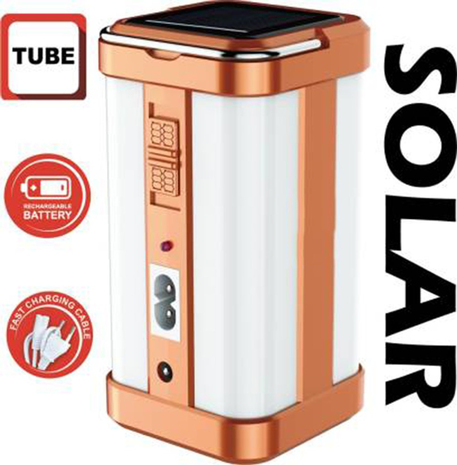 Image of FIRSTLIKE 4 Tube 360 Degree Extra Bright with Electric & Solar Rechargeable 7 hrs Lantern Emergency Light