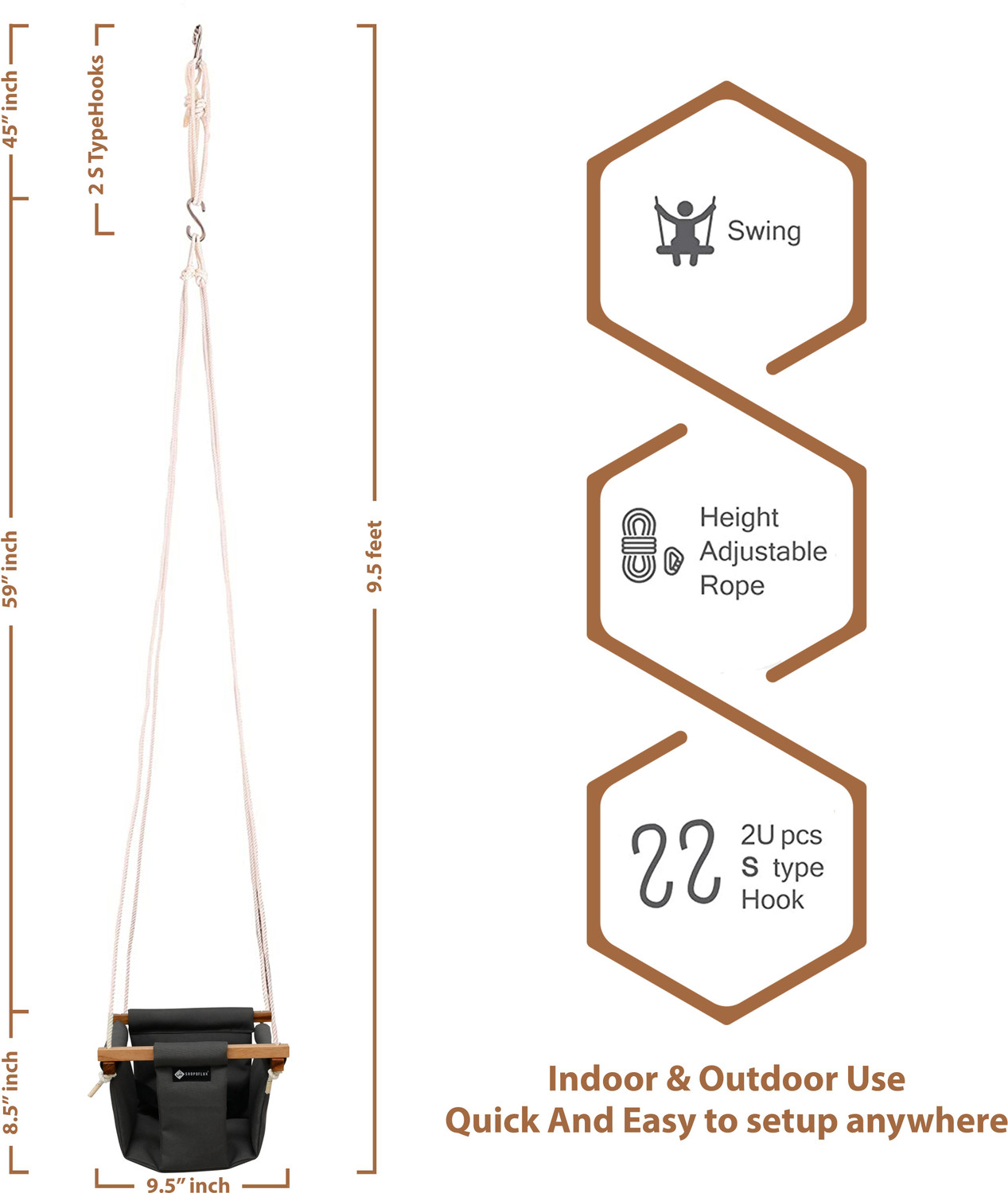 Image of Shopoflux Baby Swing Indoor Outdoor | Baby Jhula | Baby Garden Swing | Baby Hanging Swing Swing for Baby and Toddler Swings