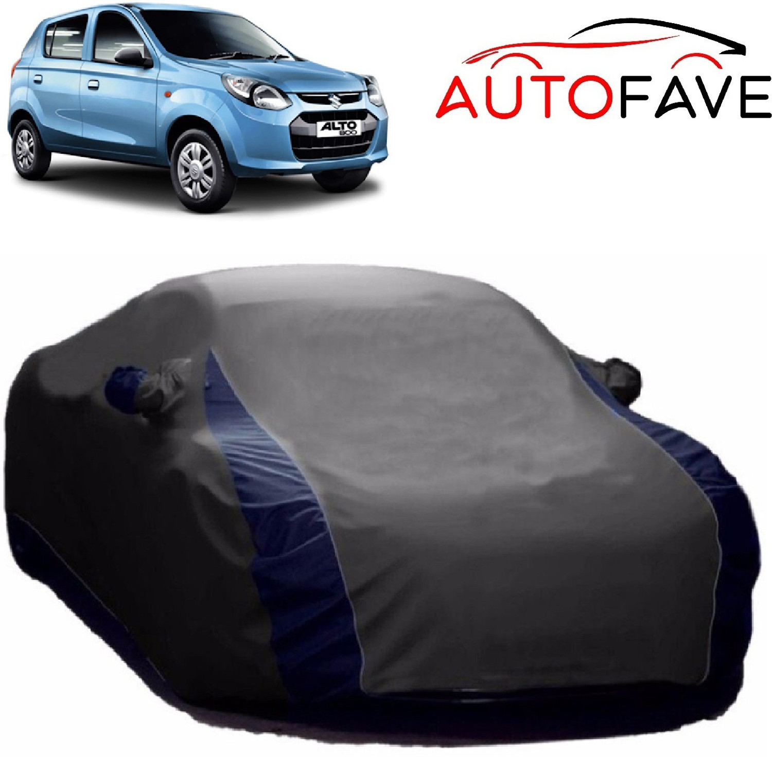 Image of AutoFave Car Cover For Maruti Suzuki Alto 800 (With Mirror Pockets)