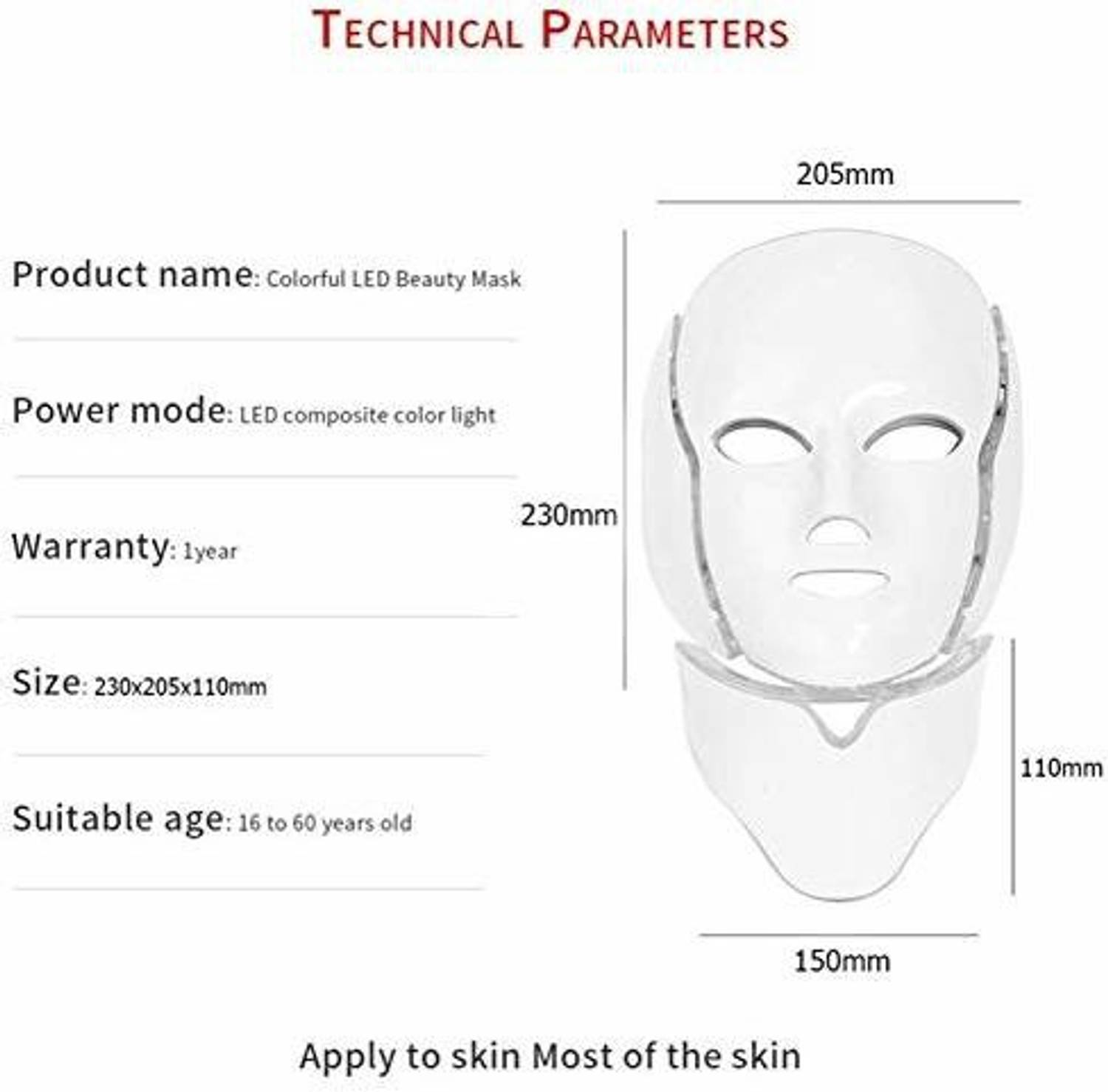 LED Photon Therapy 7 Colors Light Treatment Facial Beauty Skin Care Rejuvenation Phototherapy Mask PDT Beauty Face for Home (Red Blue Green) Portable Galvanic Facial Machine - Image 4