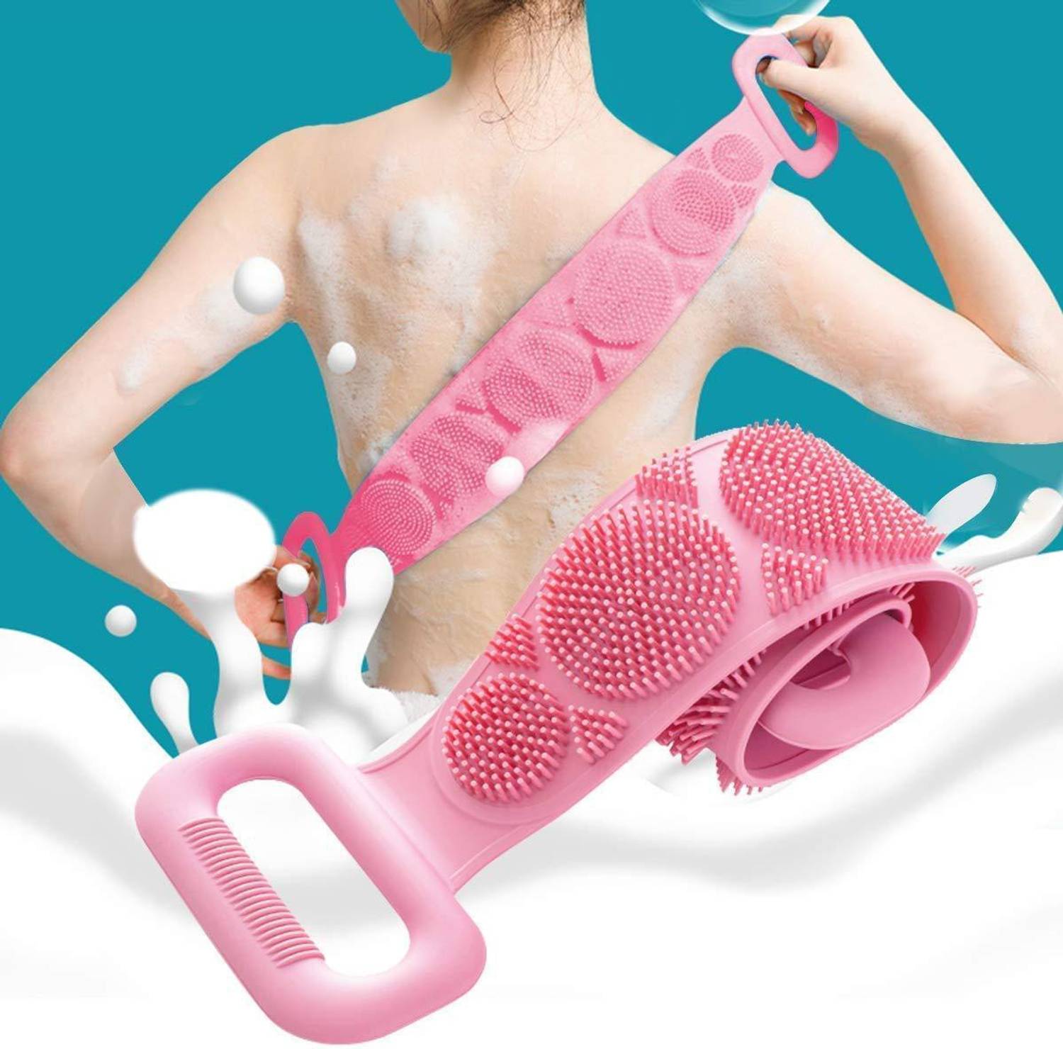 BeeDuck Silicone Body Scrubber/Bath Body Cleaning Belt/Skin Brush Belt/Exfoliating/Exfoliator Body Washable Scrubber/Scrubber Belt For Skin